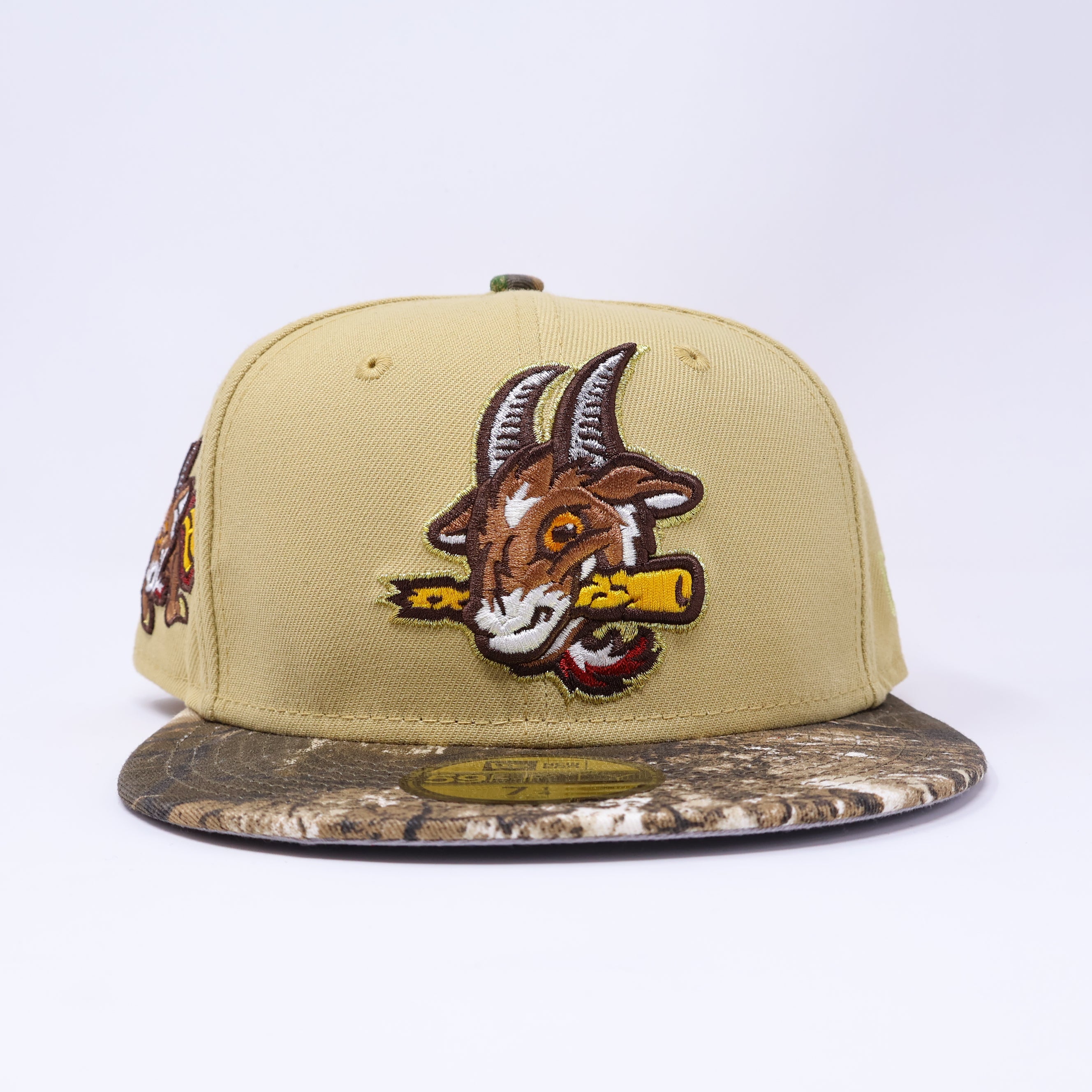 NWT 1/4 Khaki Hartford Yard Goats Minor League 59fifty New Era Fitted Hat Cap