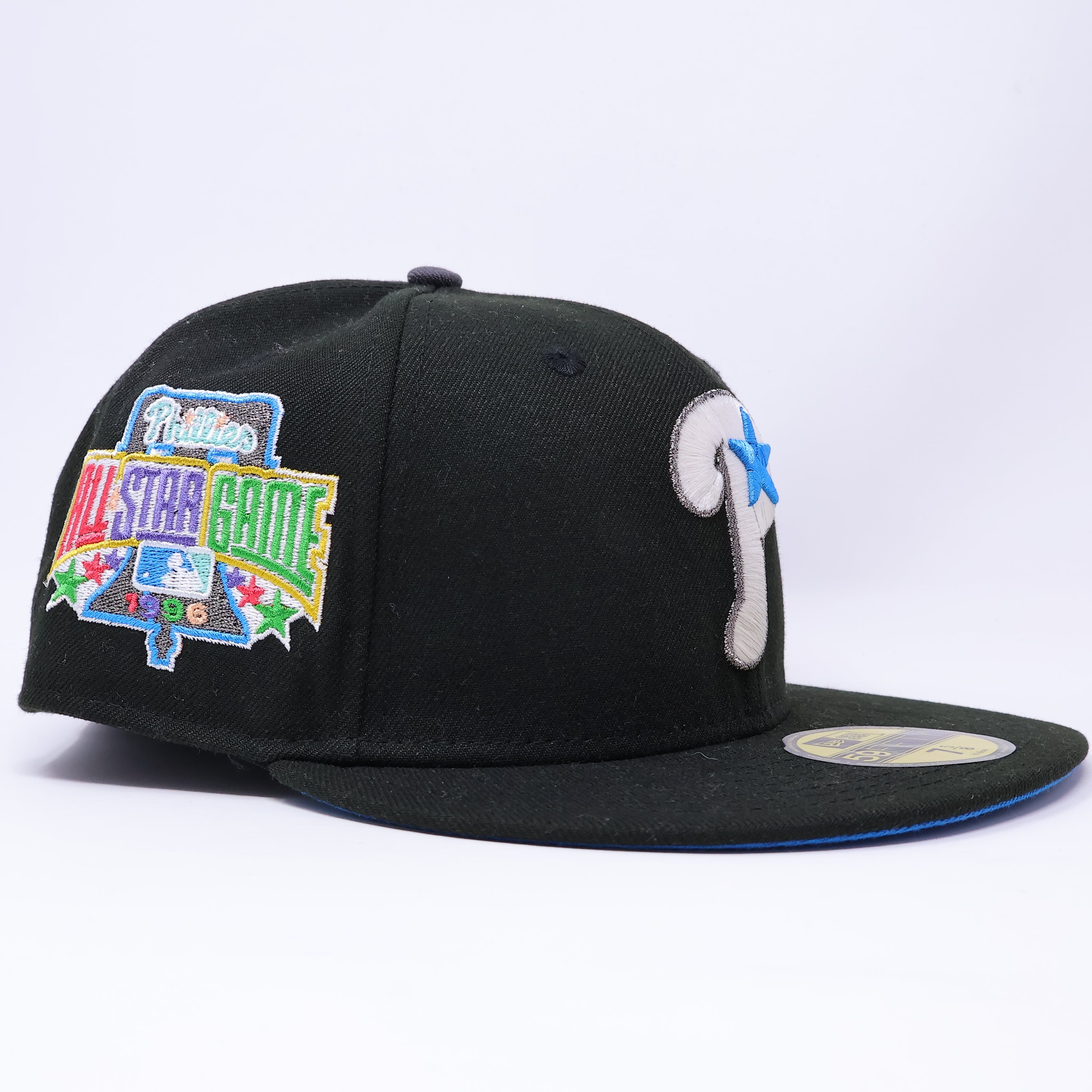 NWT 5/8 Black Philadelphia Phillies 1996 All-Star Game 59fifty New Era Fitted Hat Cap