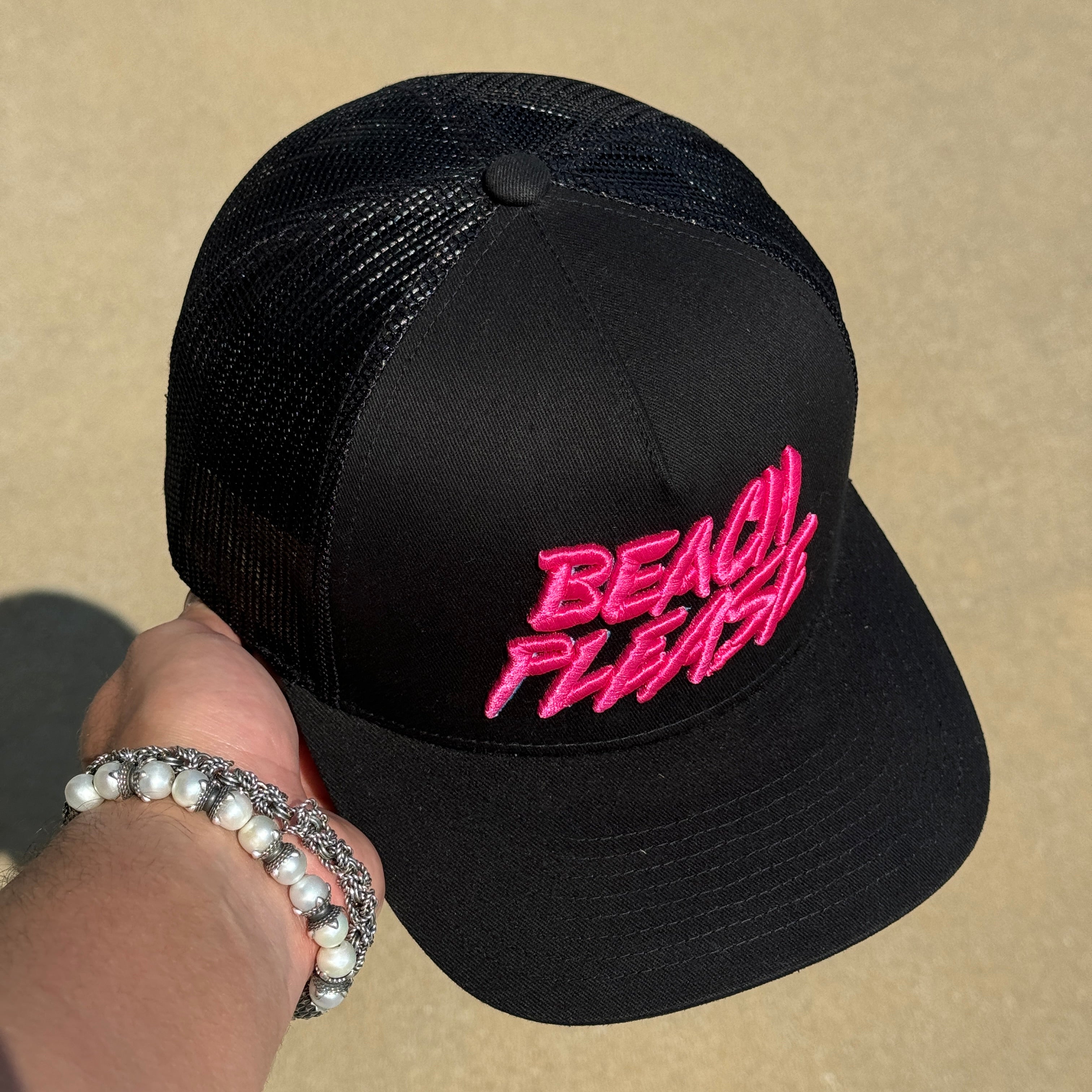 Good Hats Beach Please Black Trucker Edition Snapback Cap