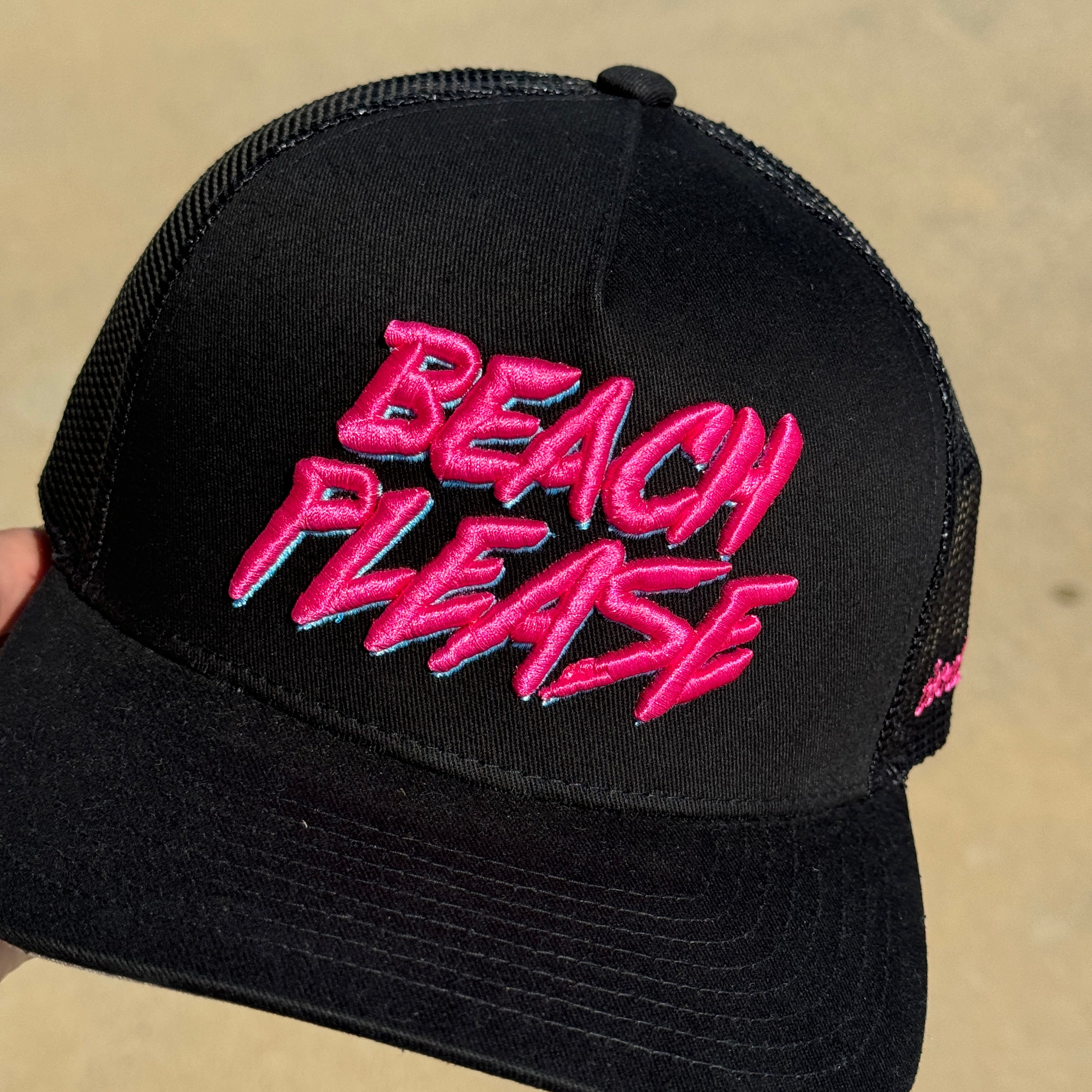 Good Hats Beach Please Black Trucker Edition Snapback Cap