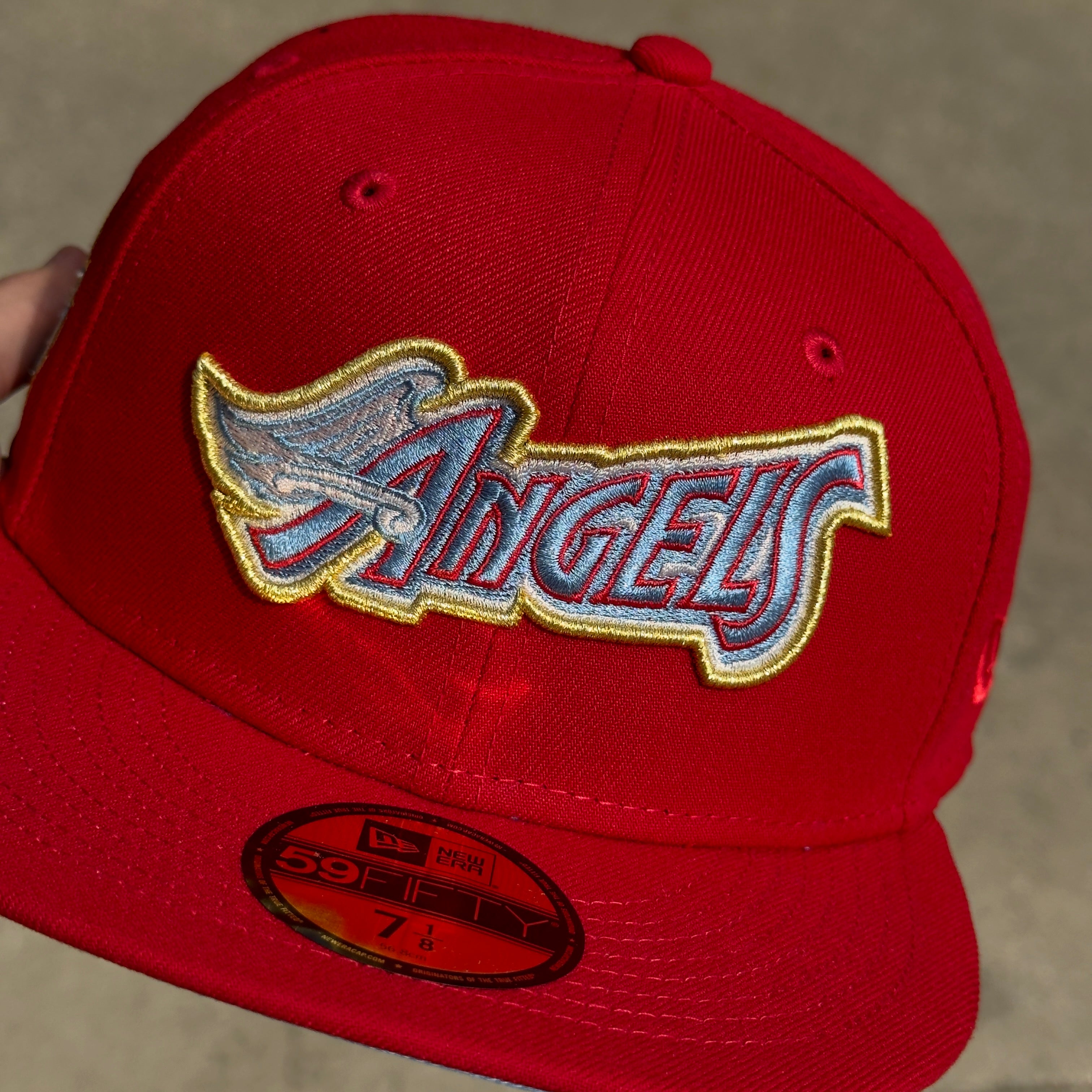 NEW Red Anaheim Angels 40th Anniversary Icy Blue 59fifty New Era Fitted Cap Hat