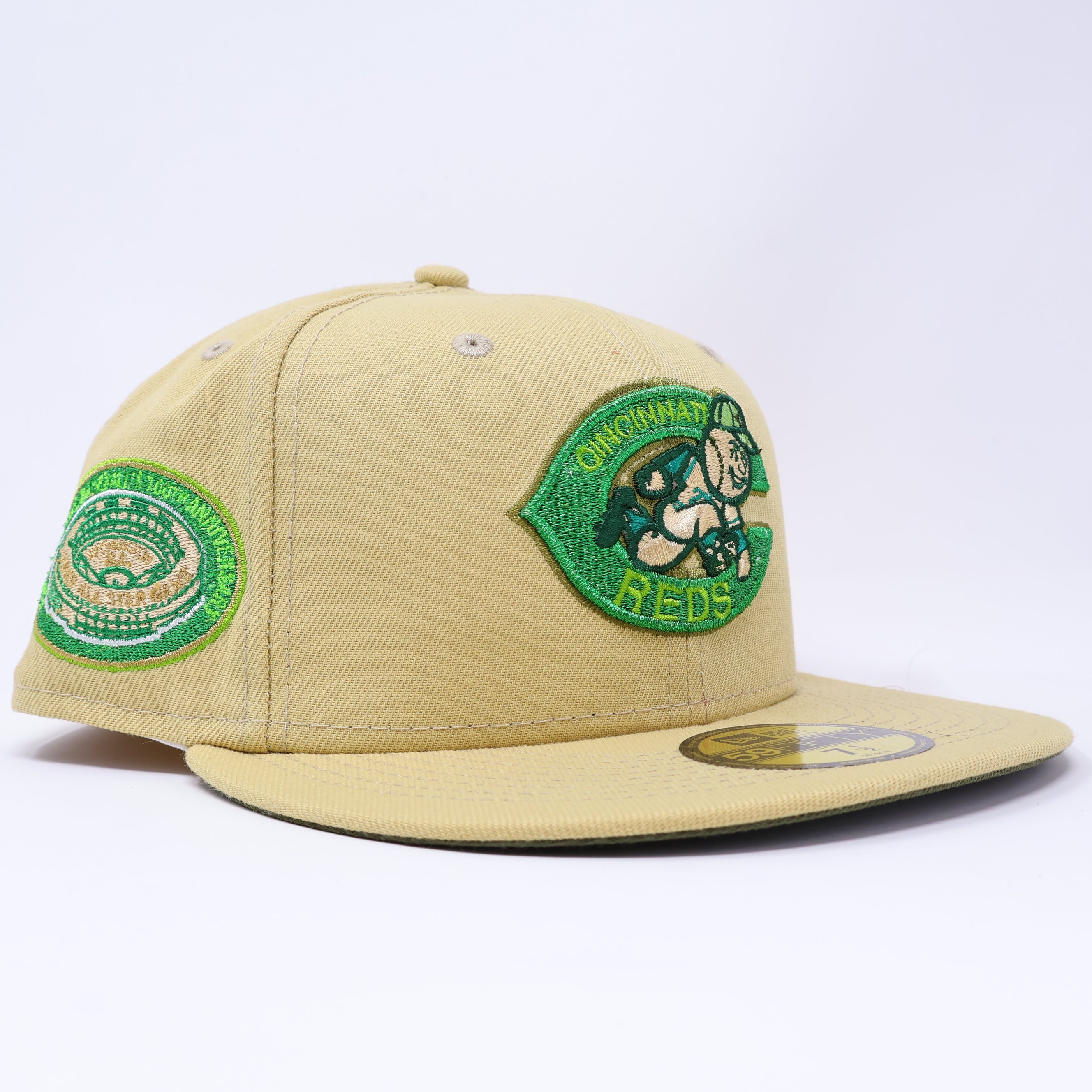 NEW 1/2 Gold Cincinnati Reds 100th Anniversary 59fifty New Era Fitted Hat Cap