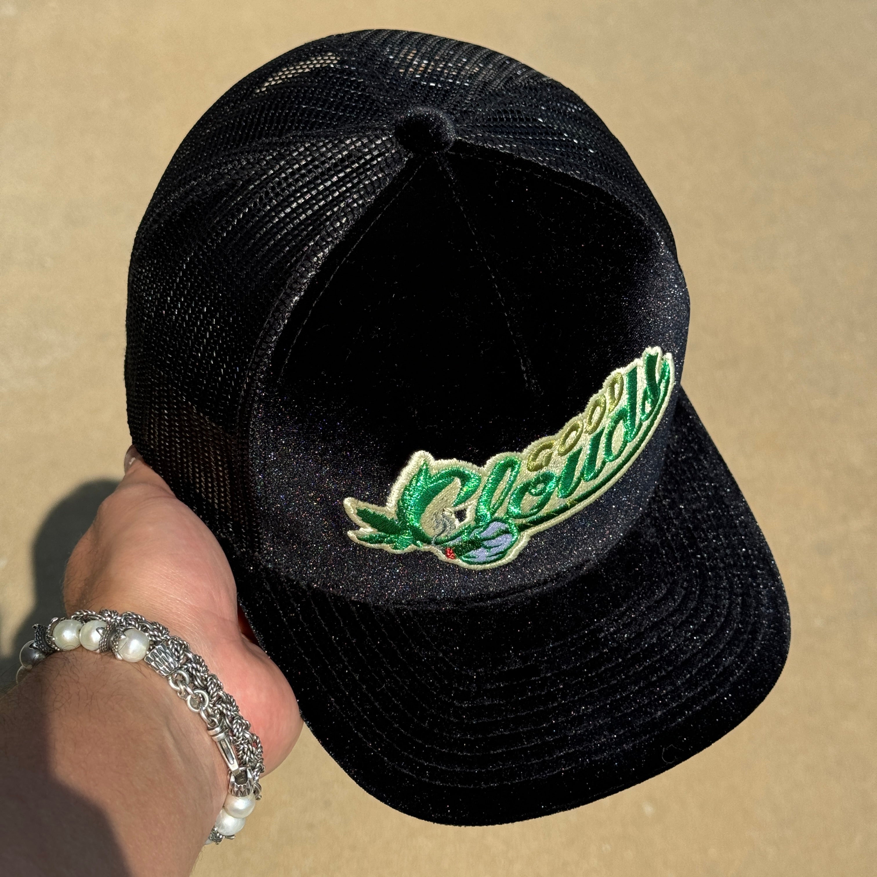 Good Hats Good Clouds Velour Black Trucker Snapback Cap