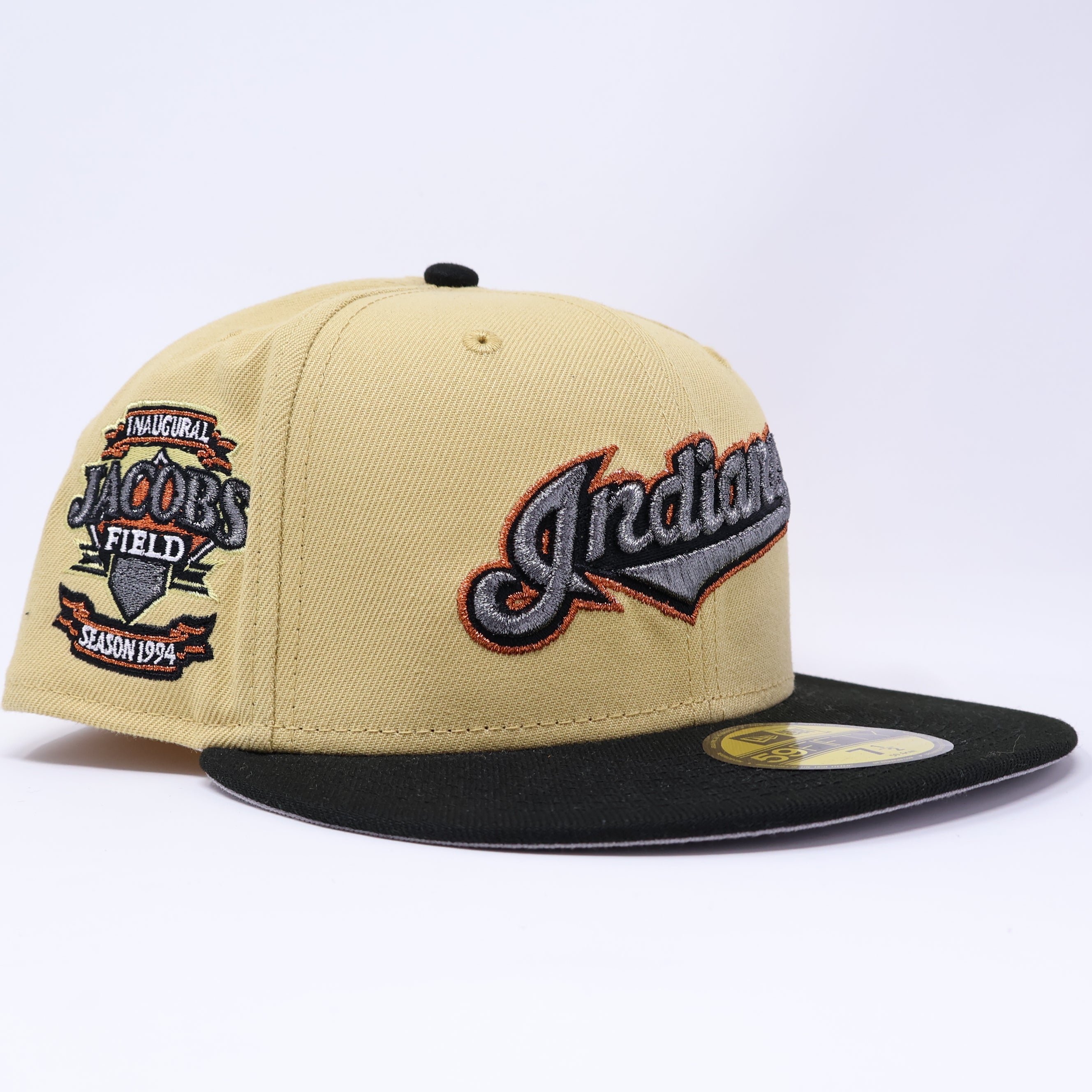 NWT 1/2 Khaki Cleveland Indians Jacobs Field 59fifty New Era Fitted Hat Cap