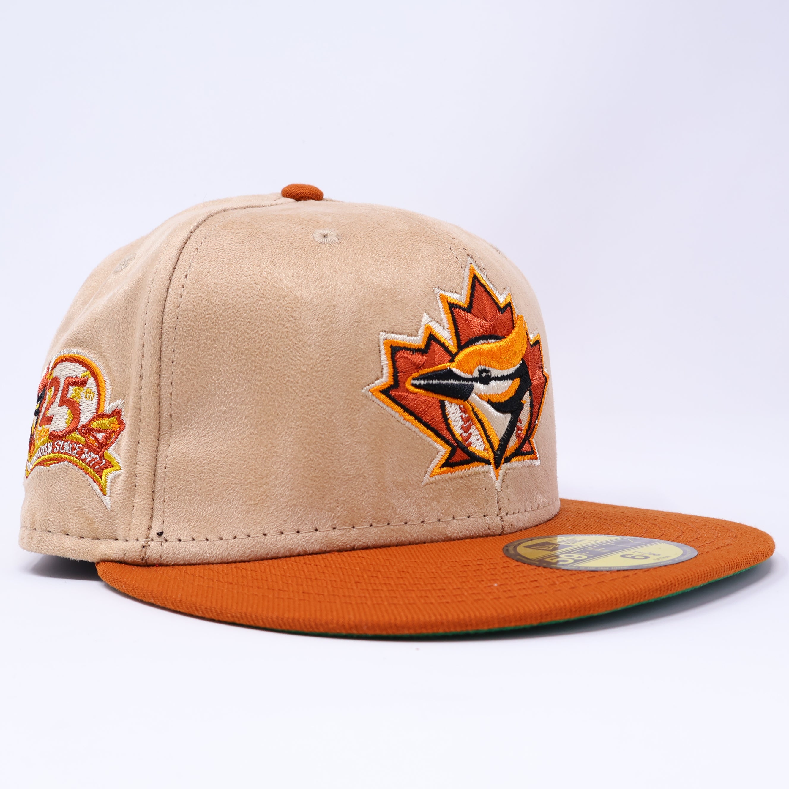 NEW 6 7/8 Khaki Suede Toronto Blue Jays 25th Anniversary 59fifty New Era Fitted Hat Cap