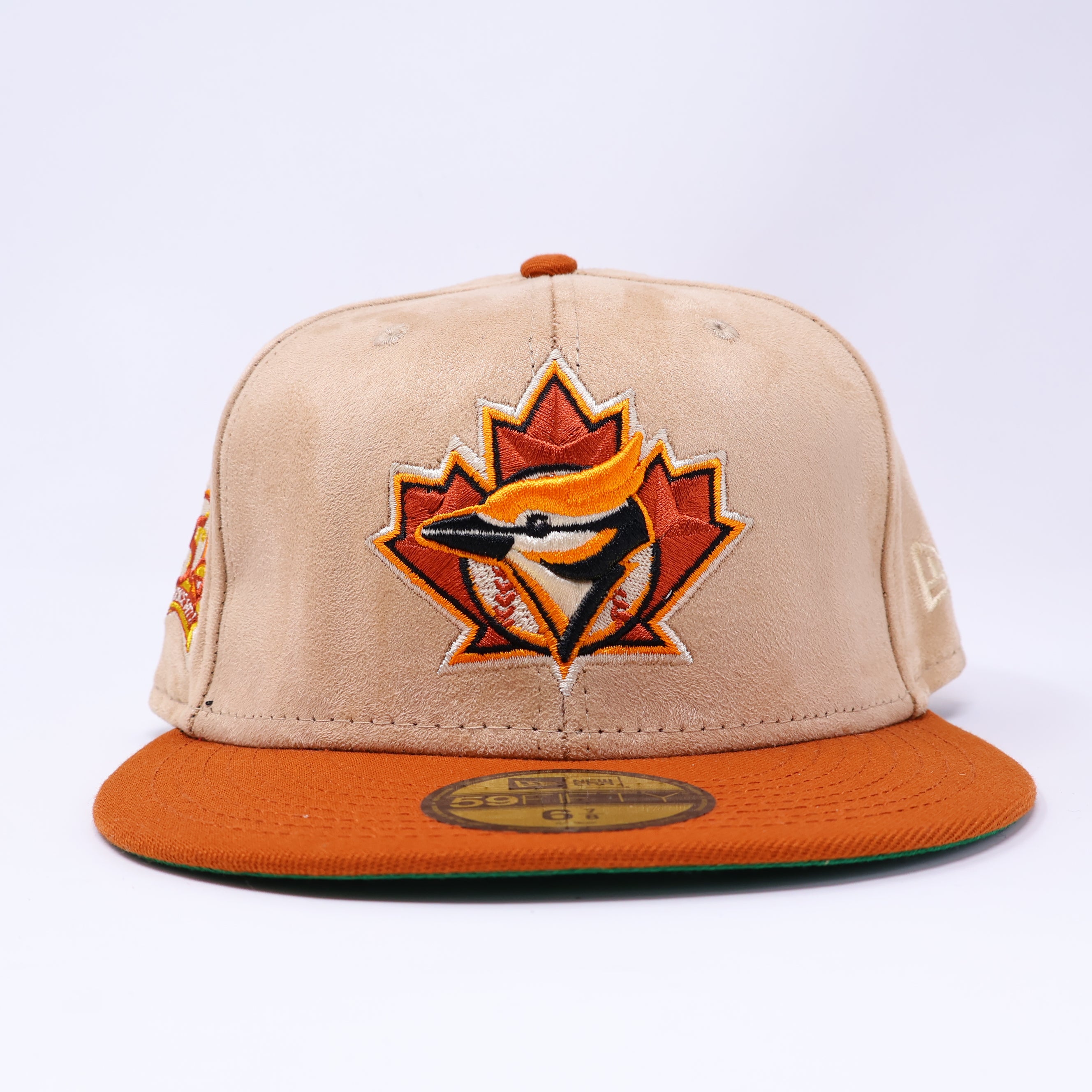 NEW 6 7/8 Khaki Suede Toronto Blue Jays 25th Anniversary 59fifty New Era Fitted Hat Cap