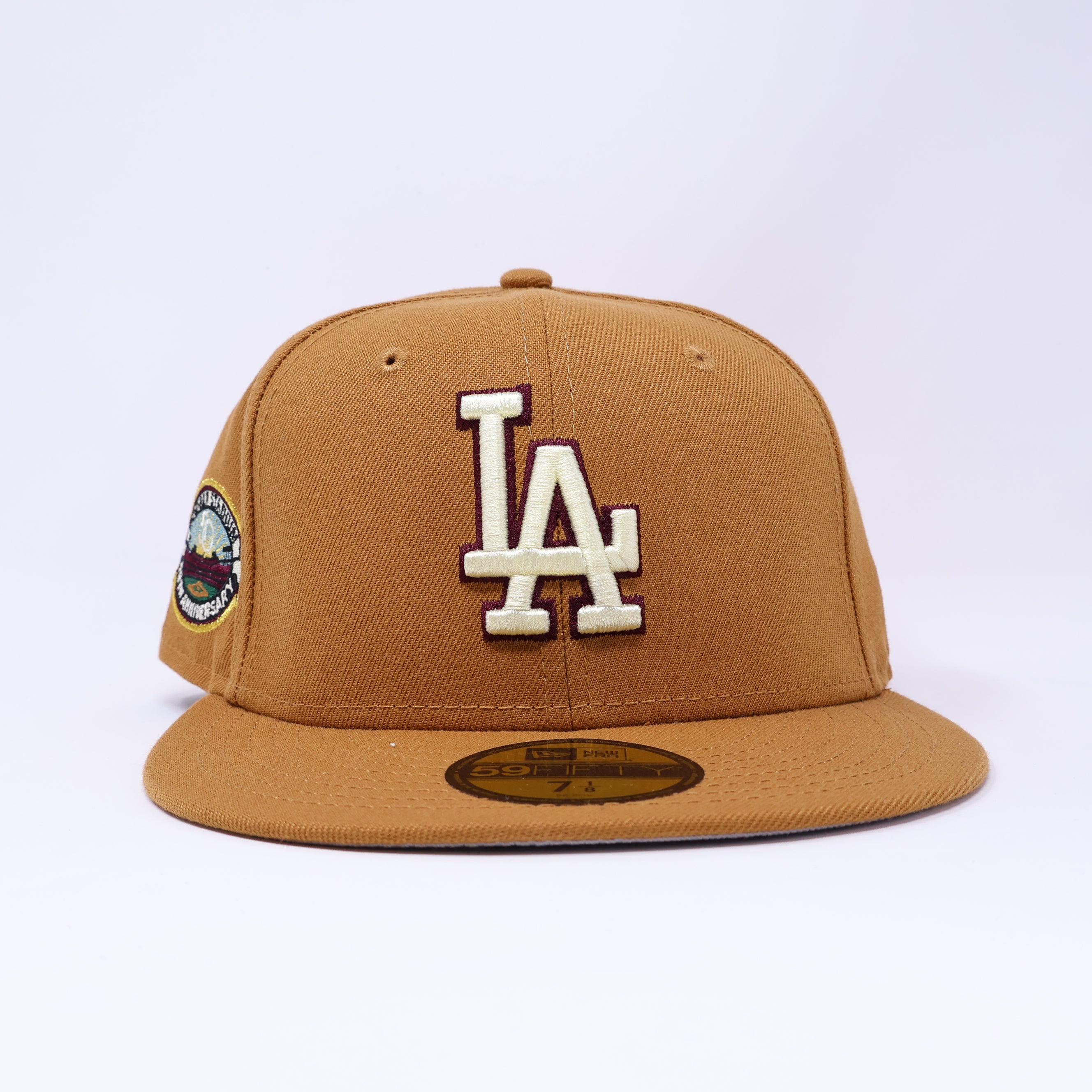 NWT 7 1/8 Brown Los Angeles Dodgers 50th Anniversary 59fifty New Era Fitted Hat Cap