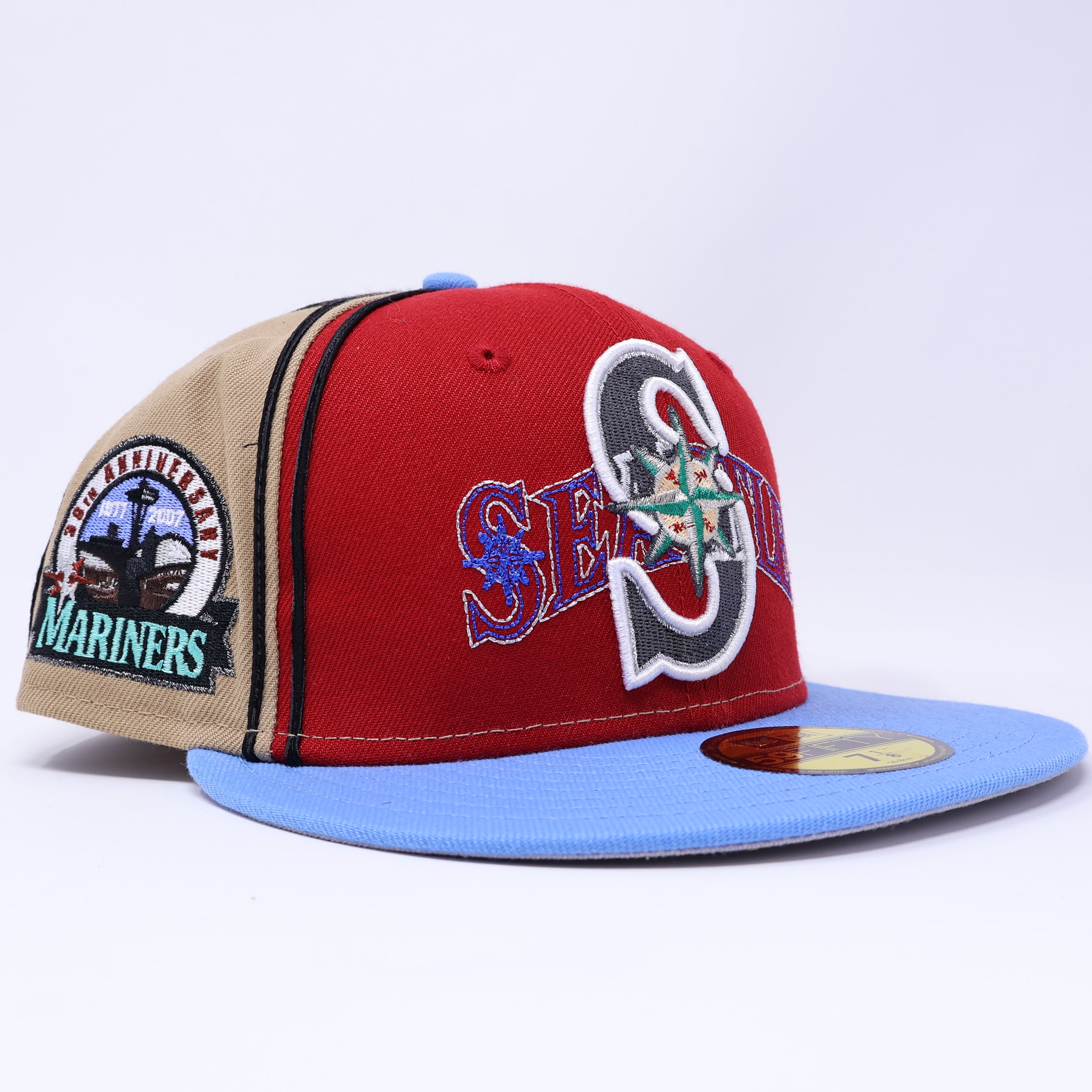 NWT 7 1/8 Multicolor Seattle Mariners 30th Anniversary 59fifty New Era Fitted Hat Cap