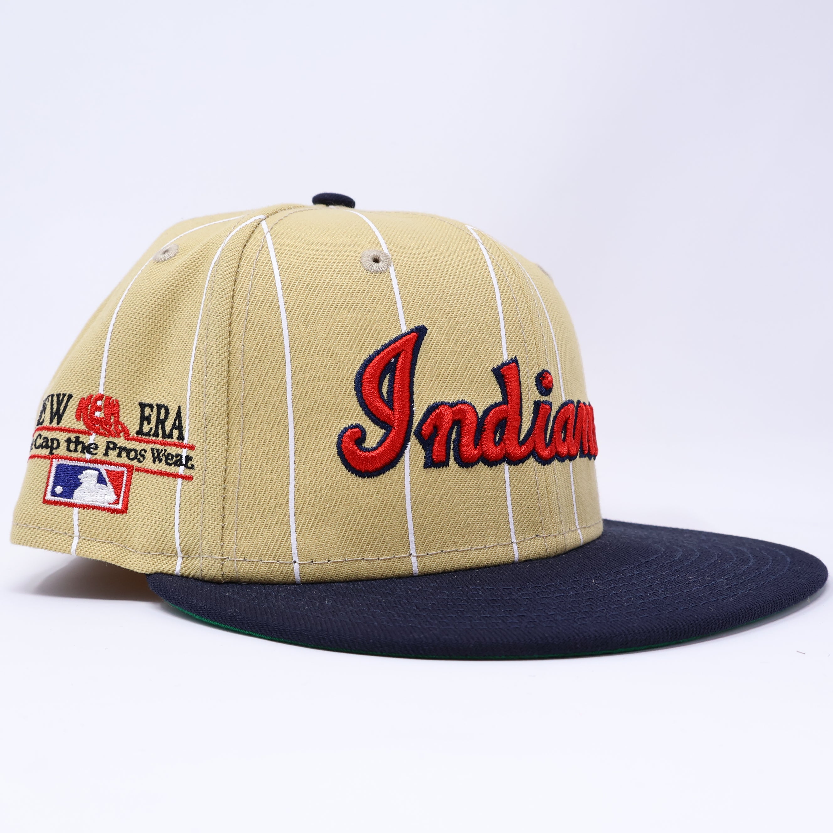 NWT 7 1/8 Khaki Cleveland Indians Throwback 59fifty New Era Fitted Hat Cap