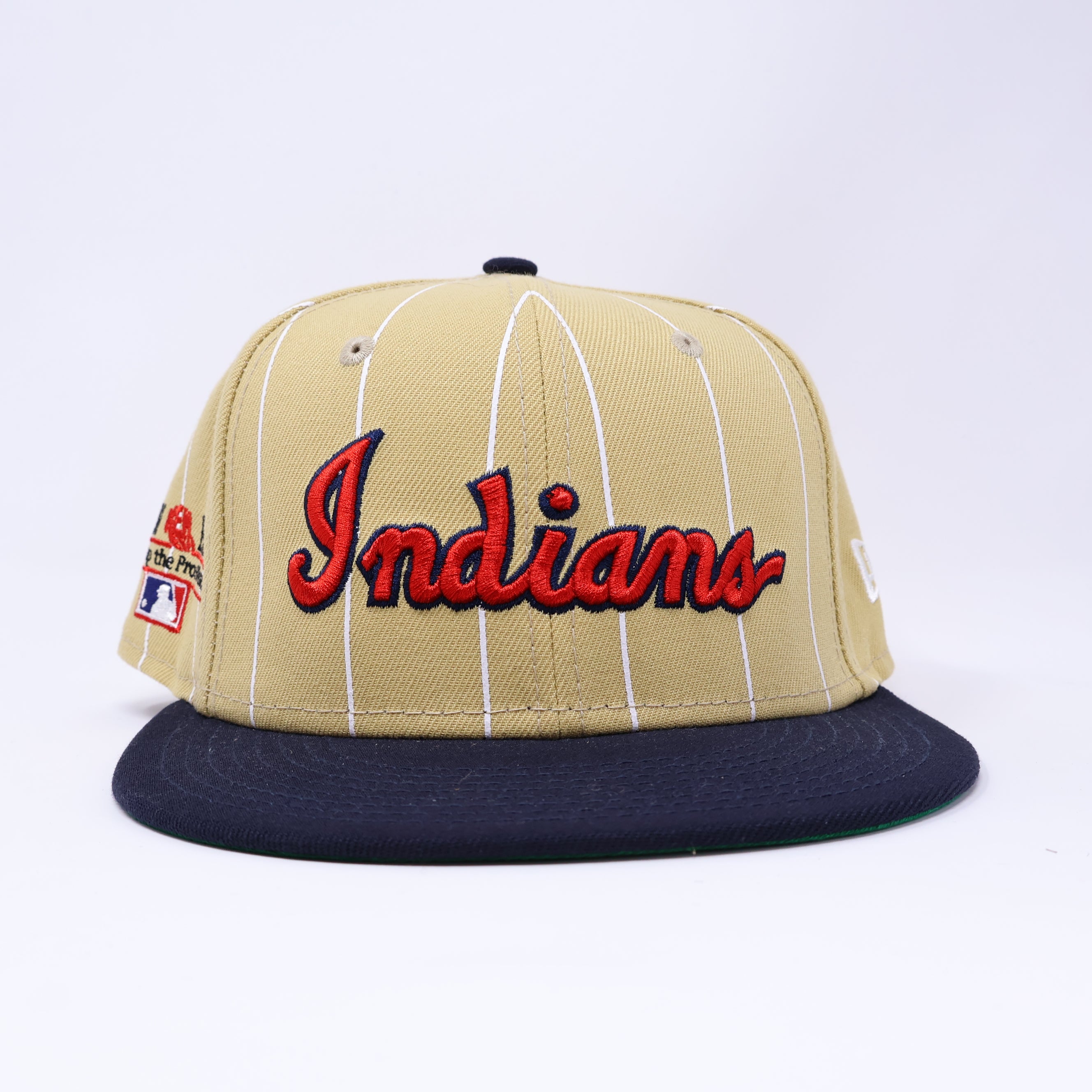 NWT 7 1/8 Khaki Cleveland Indians Throwback 59fifty New Era Fitted Hat Cap