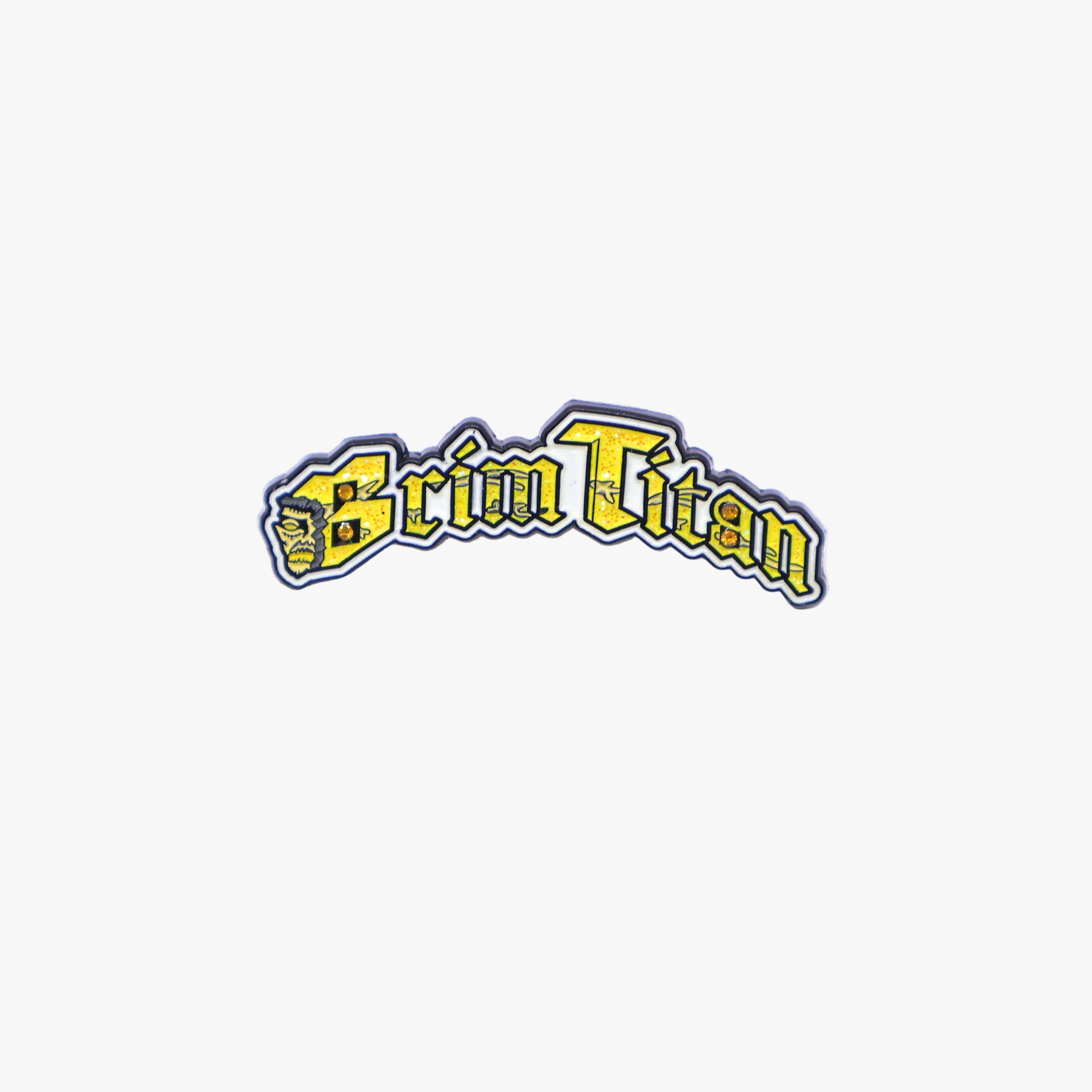 Yellow Brim Titan Script Pin
