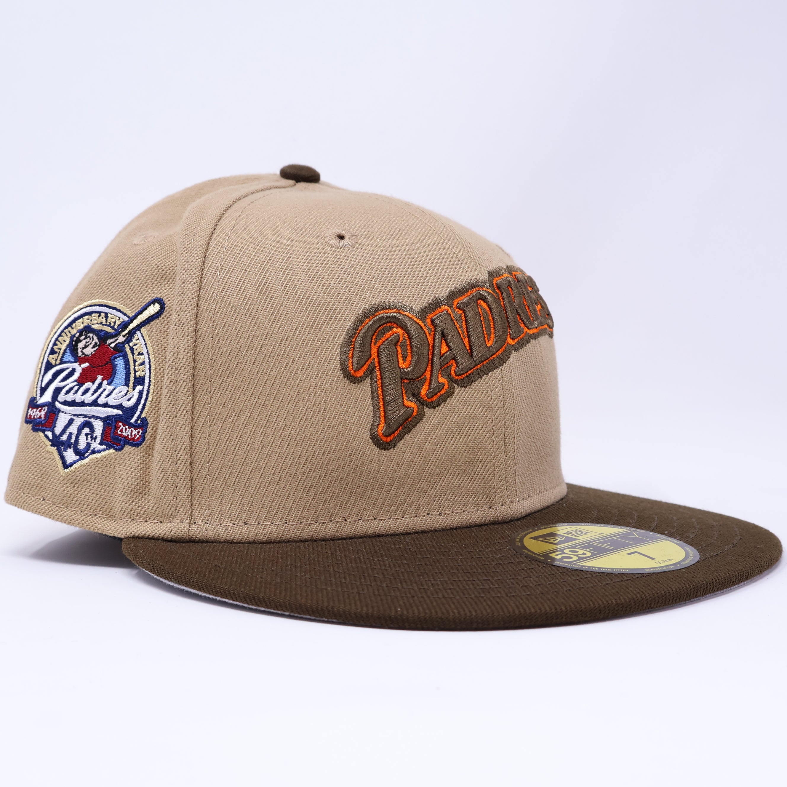 NEW 7 Khaki San Diego Padres 40th Anniversary 59fifty New Era Fitted Hat Cap