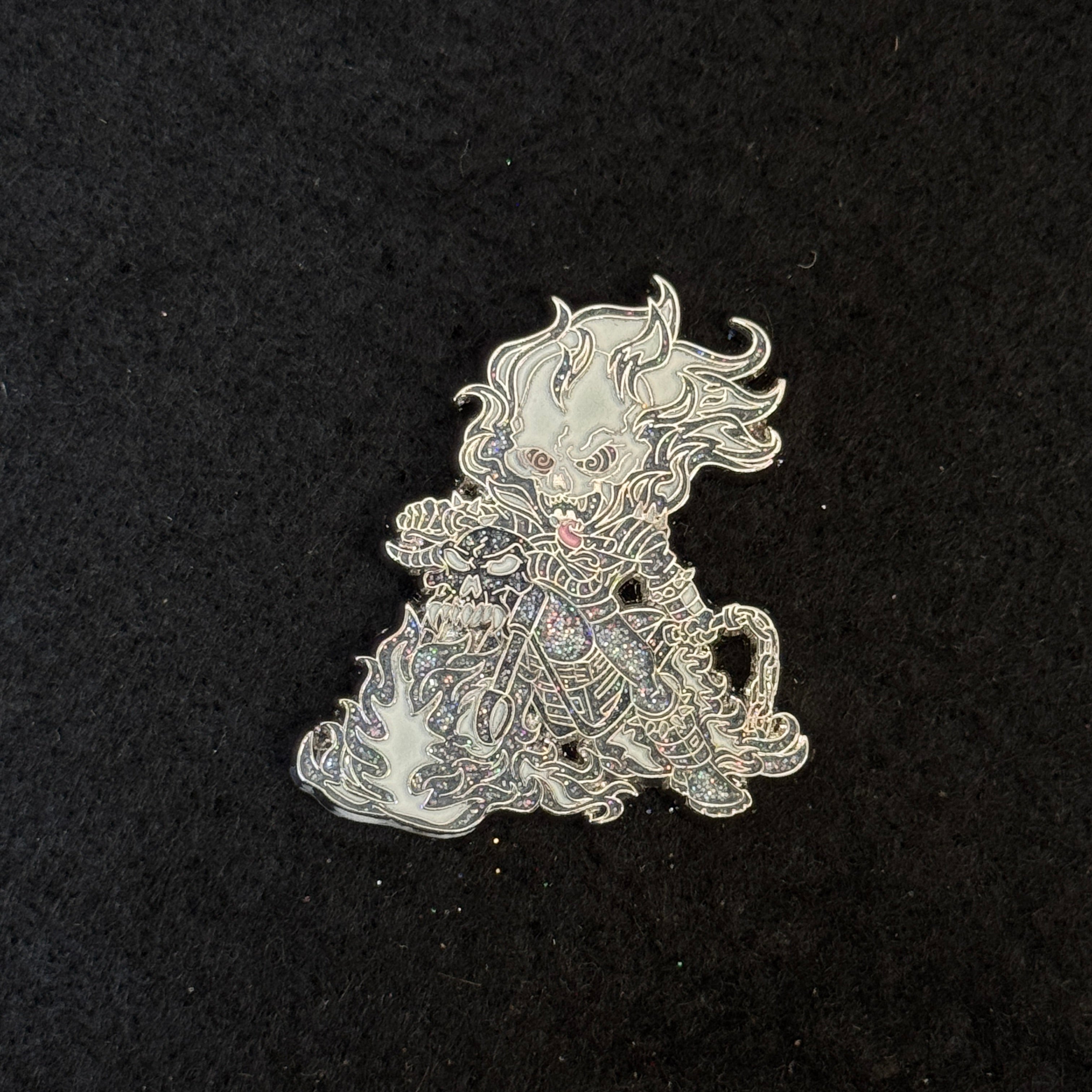 Ghost Rider Motorcycle Silver Graphic Pin