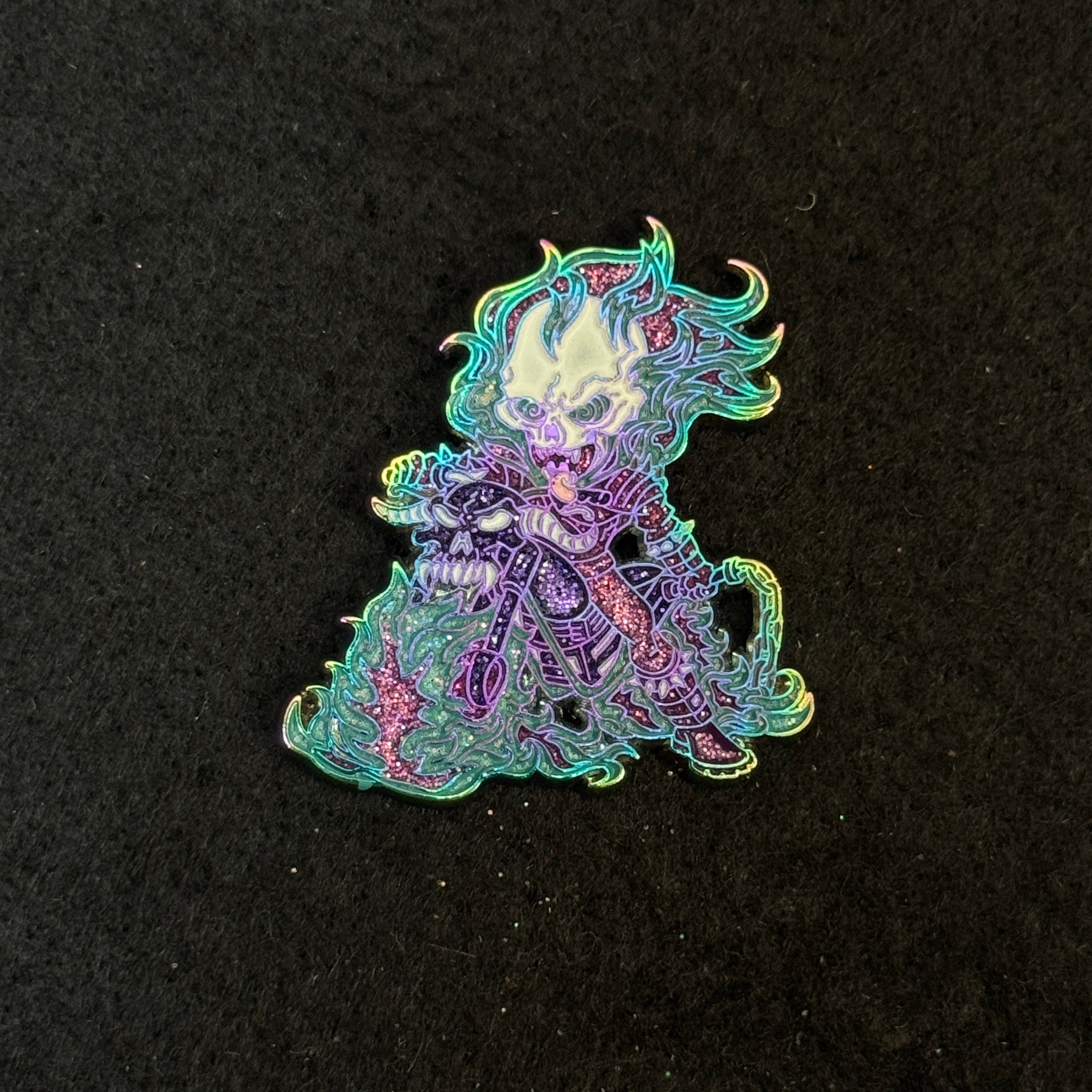 Ghost Rider Motorcycle Irisdescent Graphic Pin