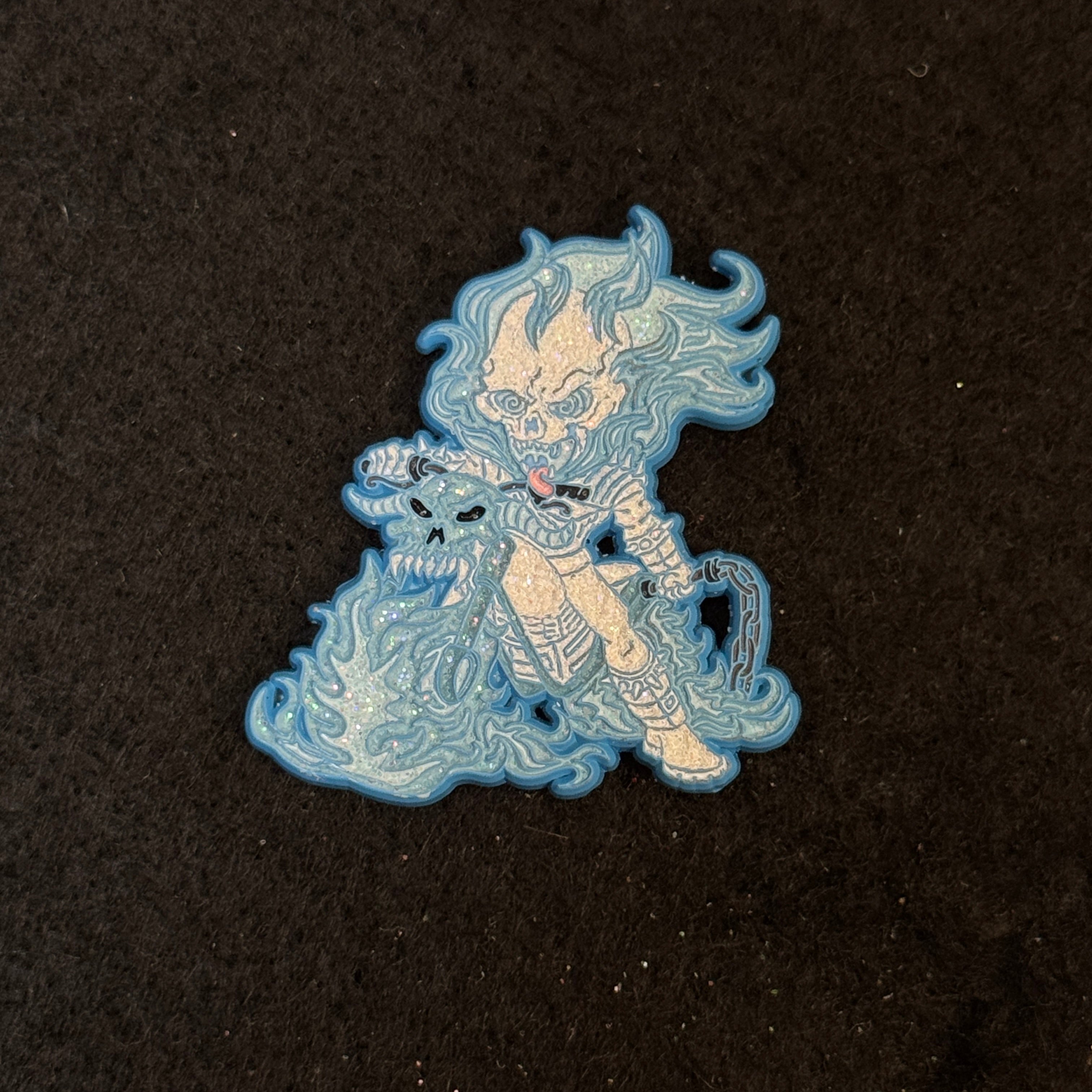 Ghost Rider Motorcycle Icy Blue Graphic Pin