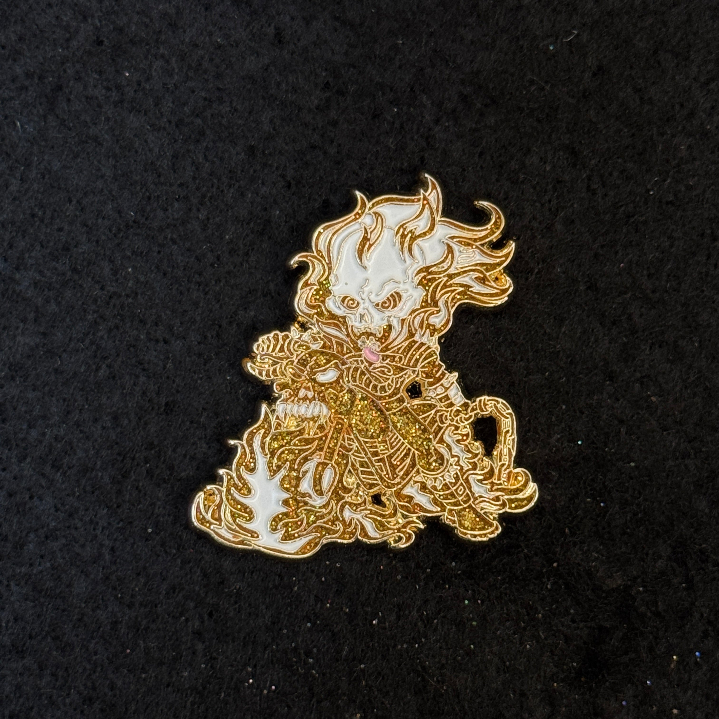 Ghost Rider Motorcycle Gold Graphic Pin