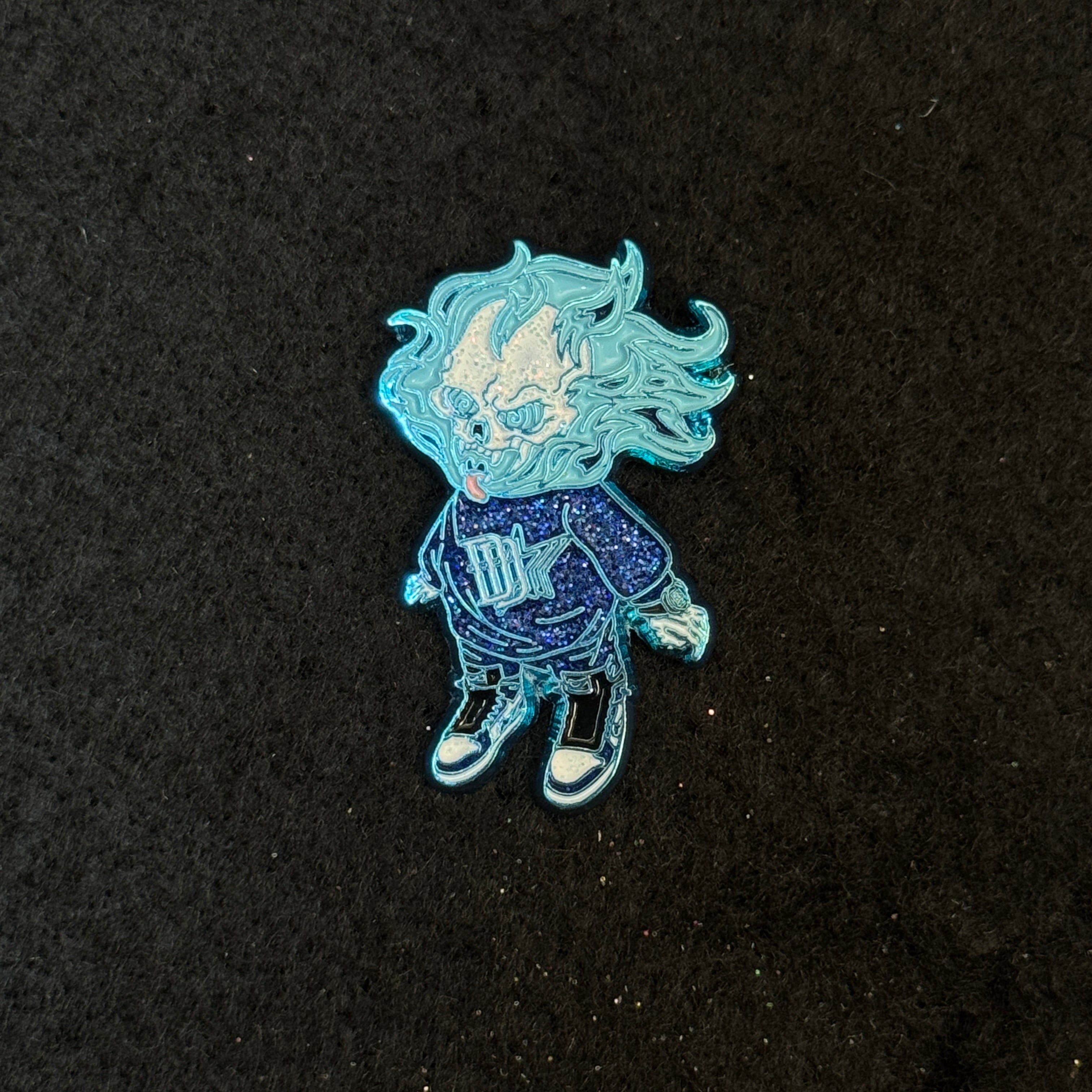 Ghost Rider Skeleton Icy Blue Graphic Pin