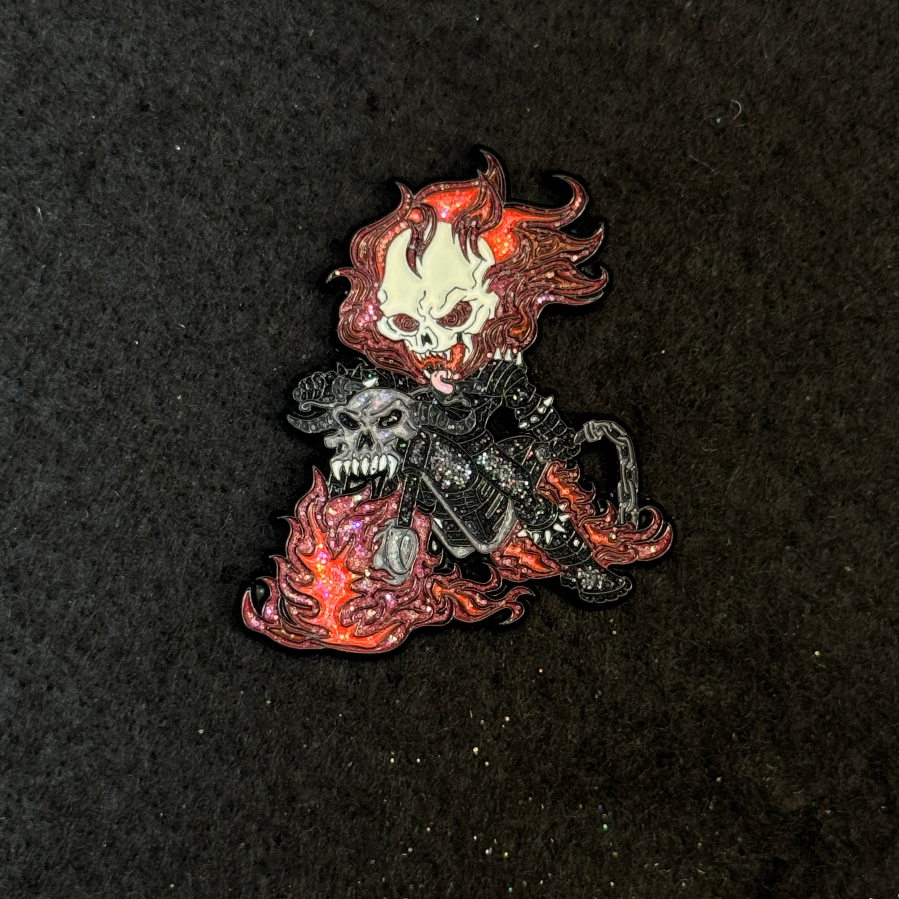 Ghost Rider Motorcycle Black Red Graphic Pin