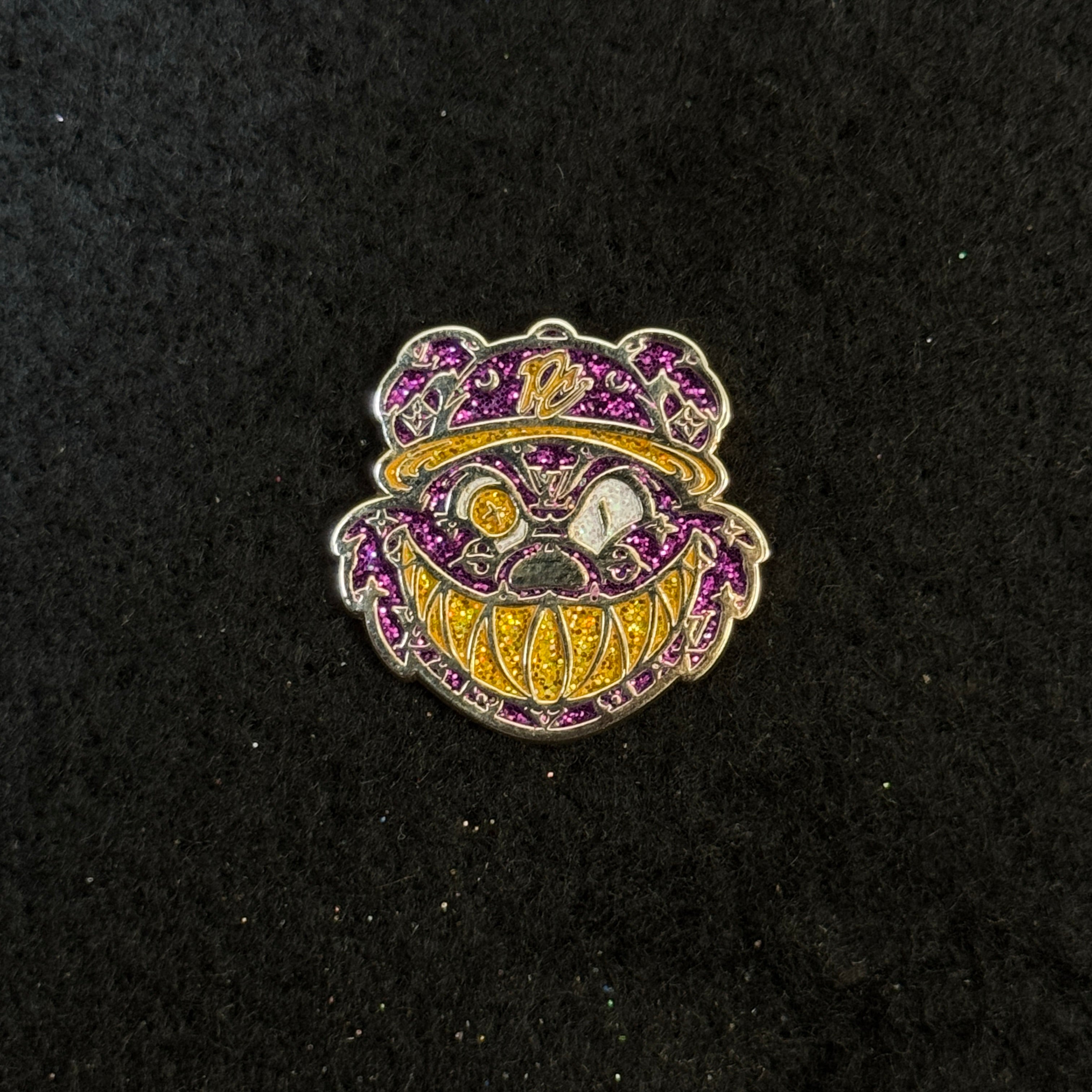 Pinzcity Bear Purple Yellow Teeth Graphic Pin