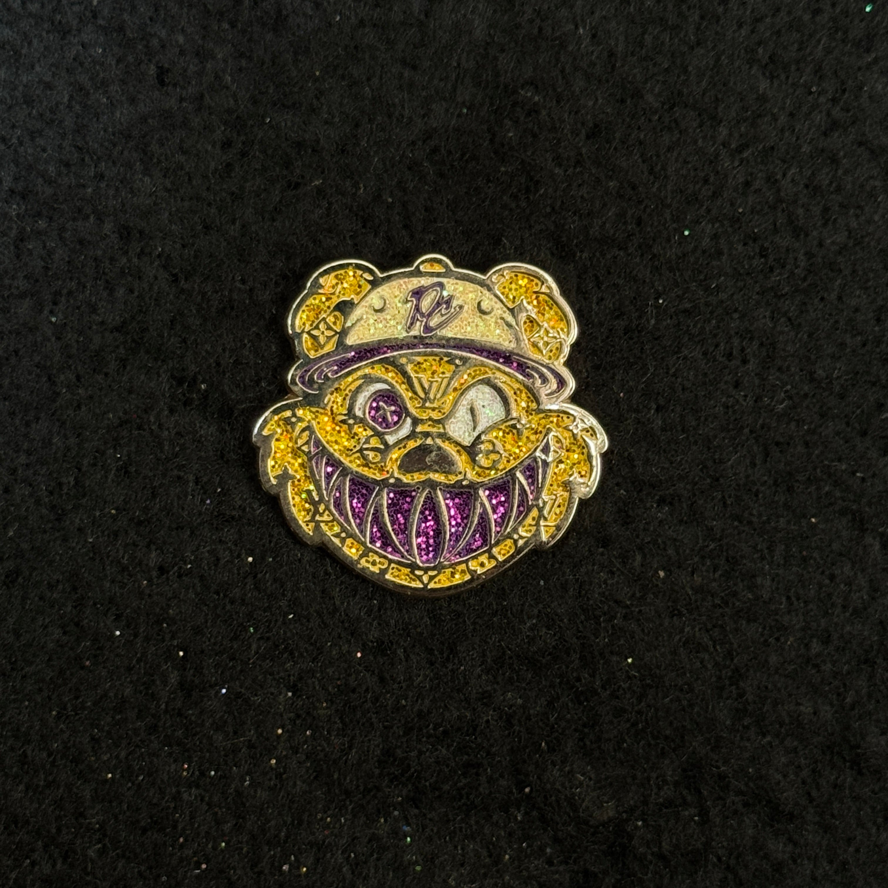 Pinzcity Bear Yellow Purple Teeth Graphic Pin