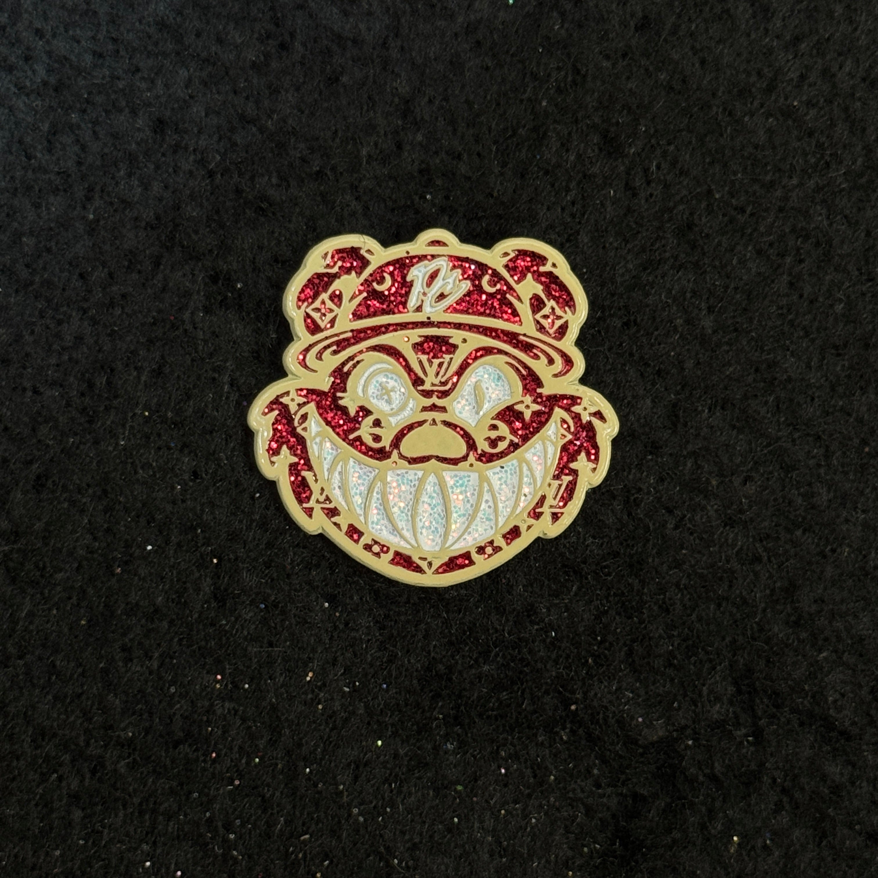 Pinzcity Bear Monogram Red Graphic Pin