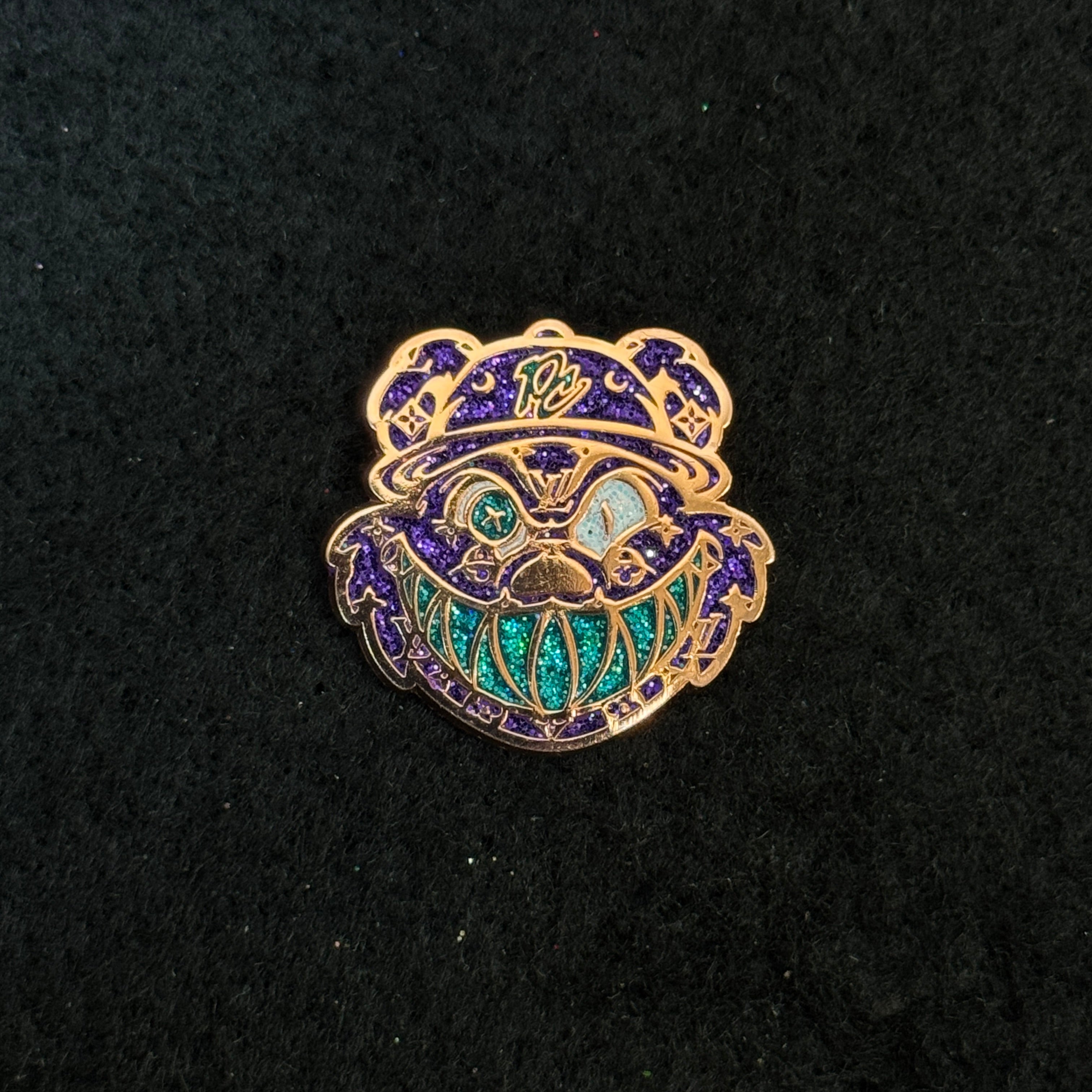 Pinzcity Bear Purple Turquoise Teeth Graphic Pin