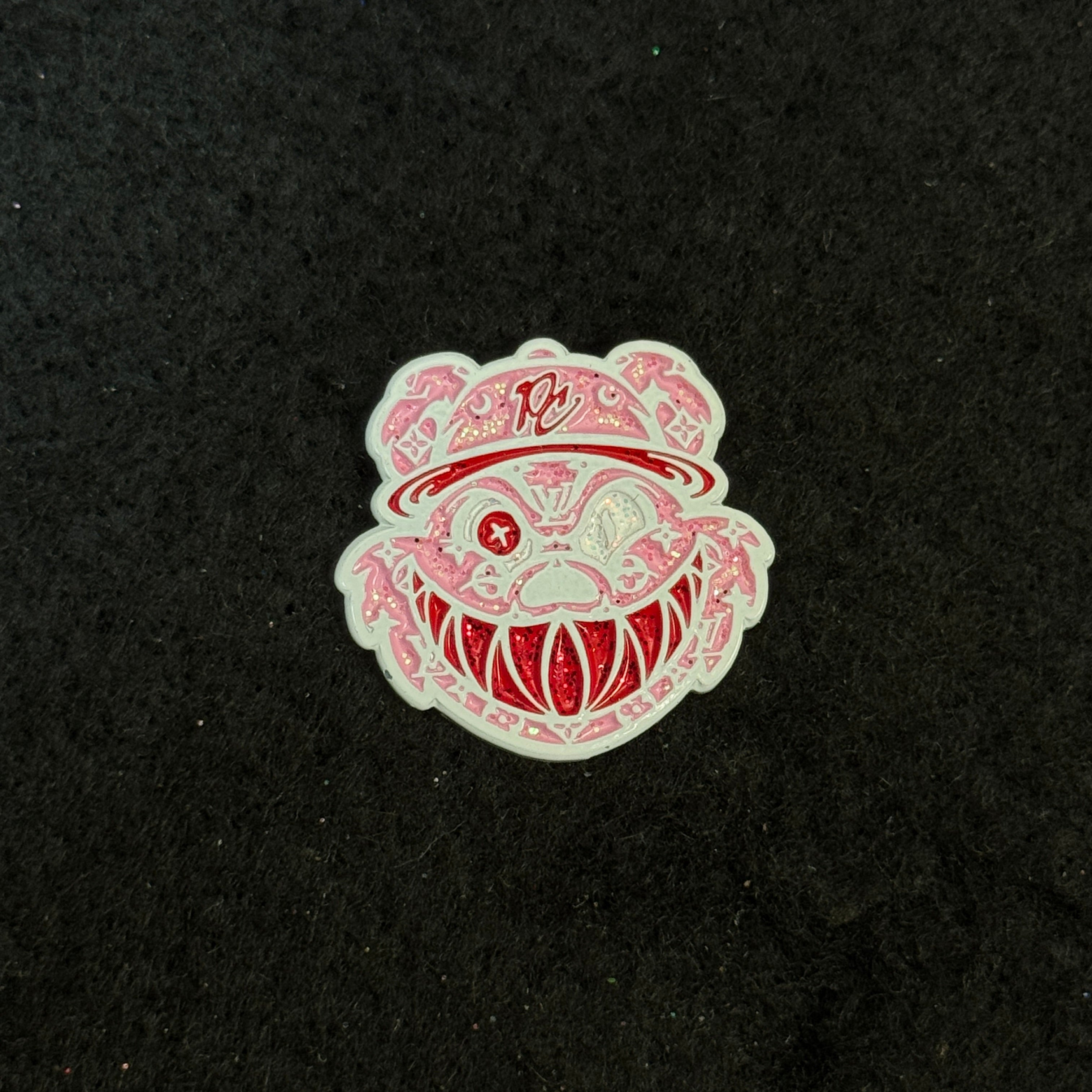 Pinzcity Bear Pink Monogram Graphic Pin