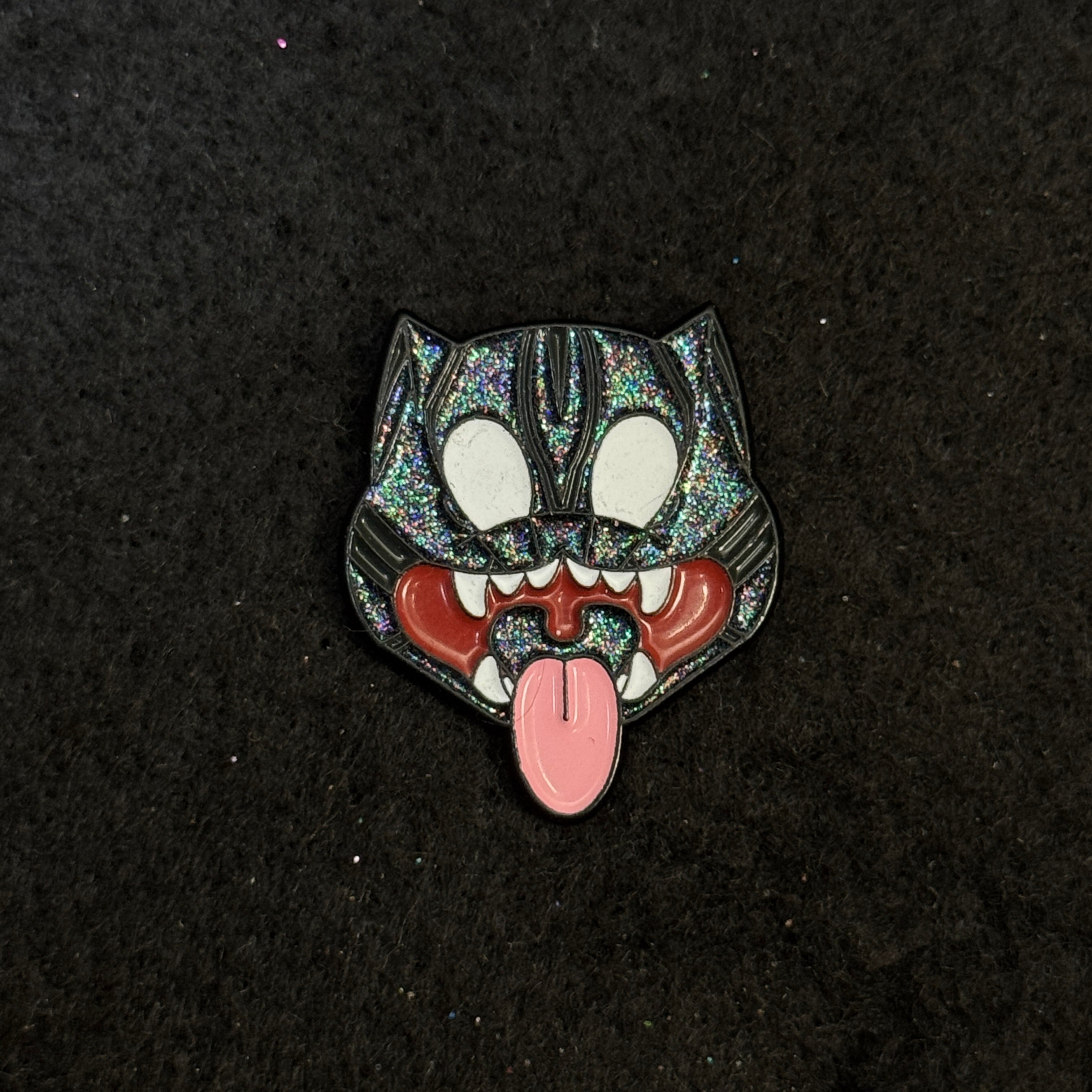 Black Cat Face Graphic Pin