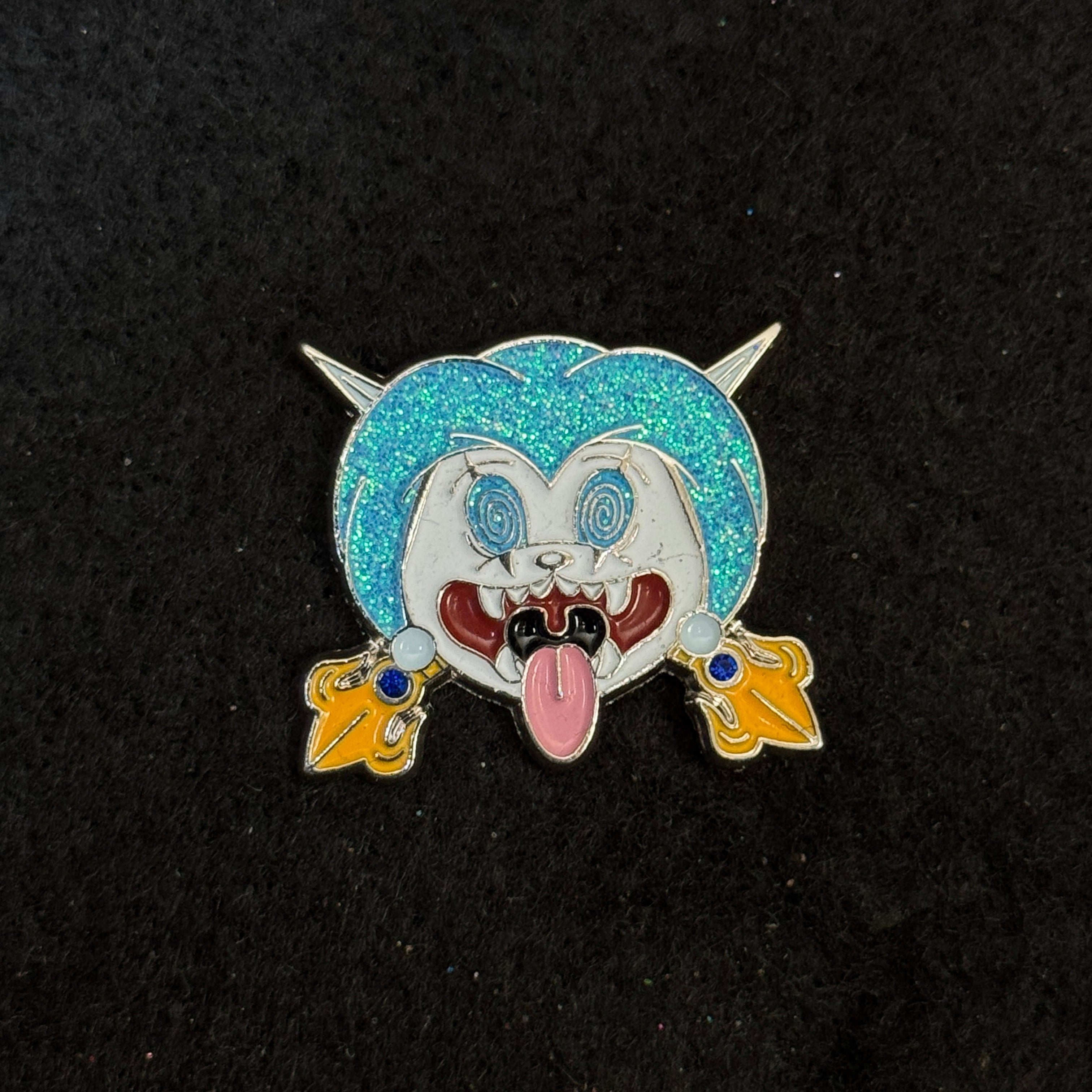 Blue Helmet Cat Graphic Pin