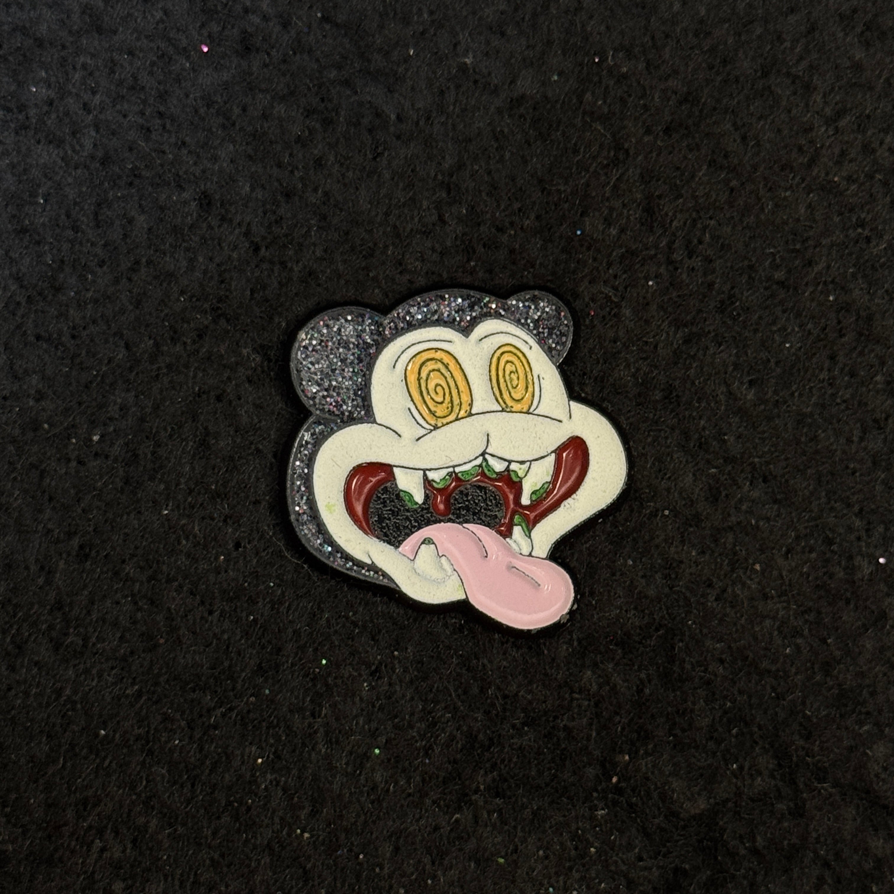 Crazy Cat Face Graphic Pin