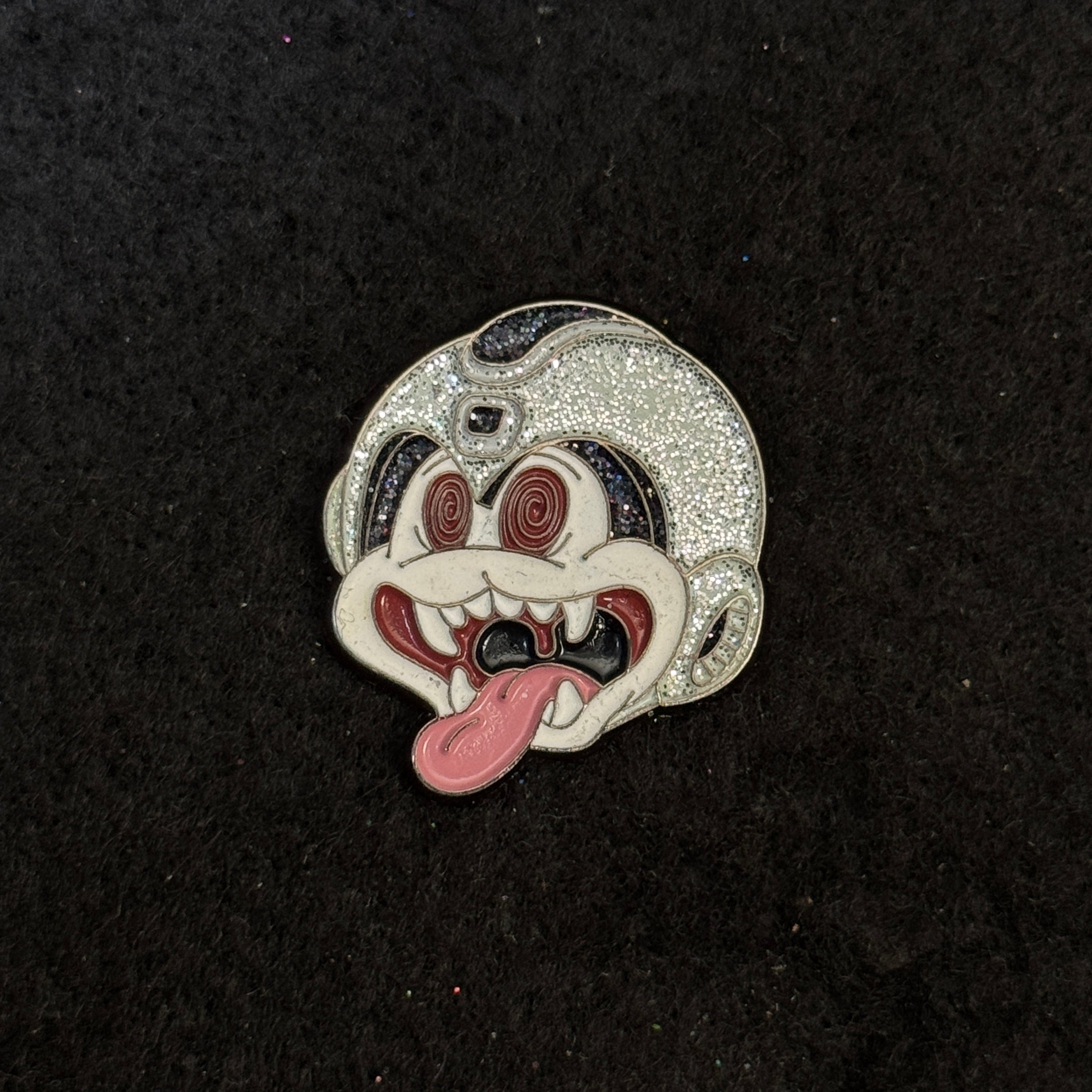 Crazy Face Silver Black Plating Graphic Pin