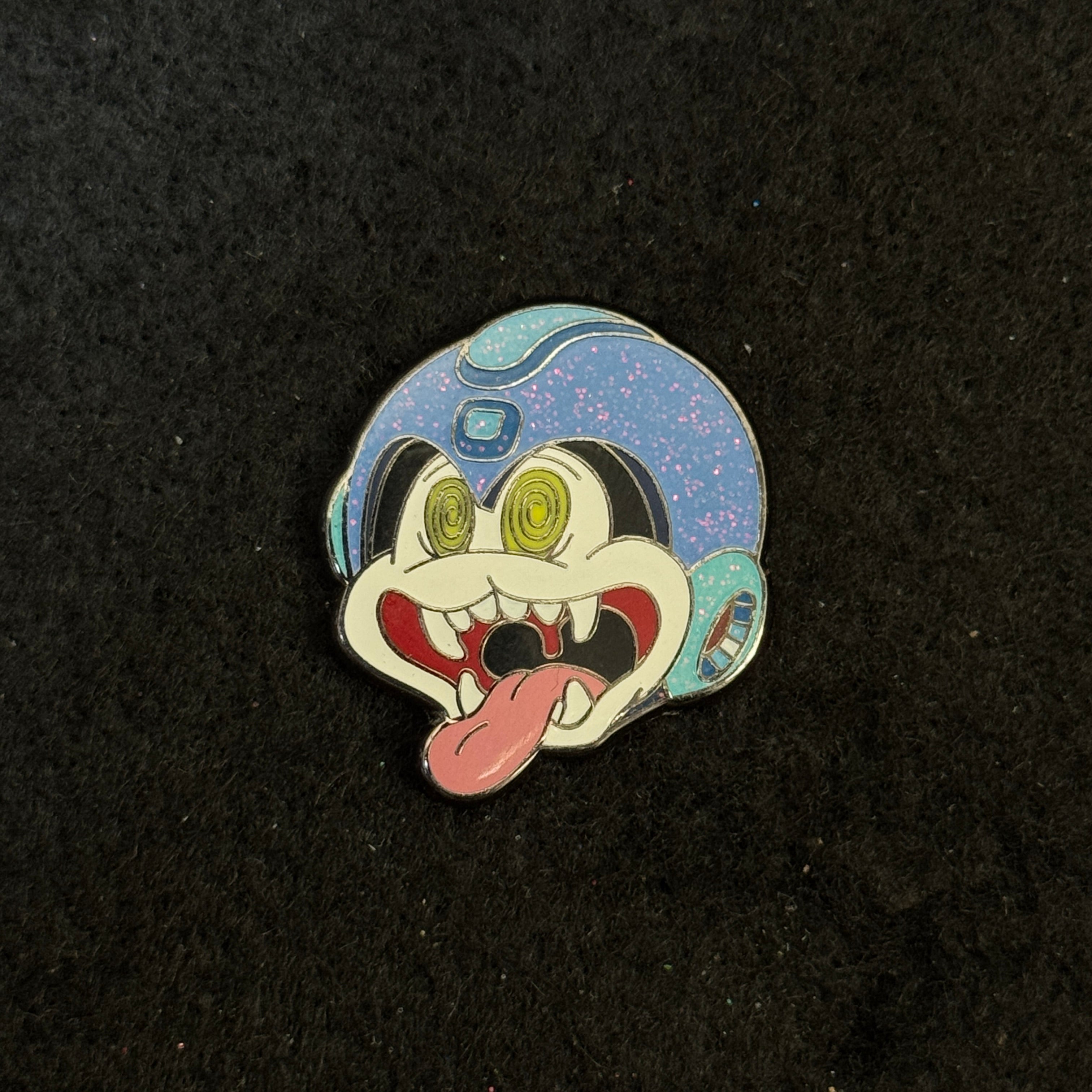 Crazy Face Blue  Graphic Pin