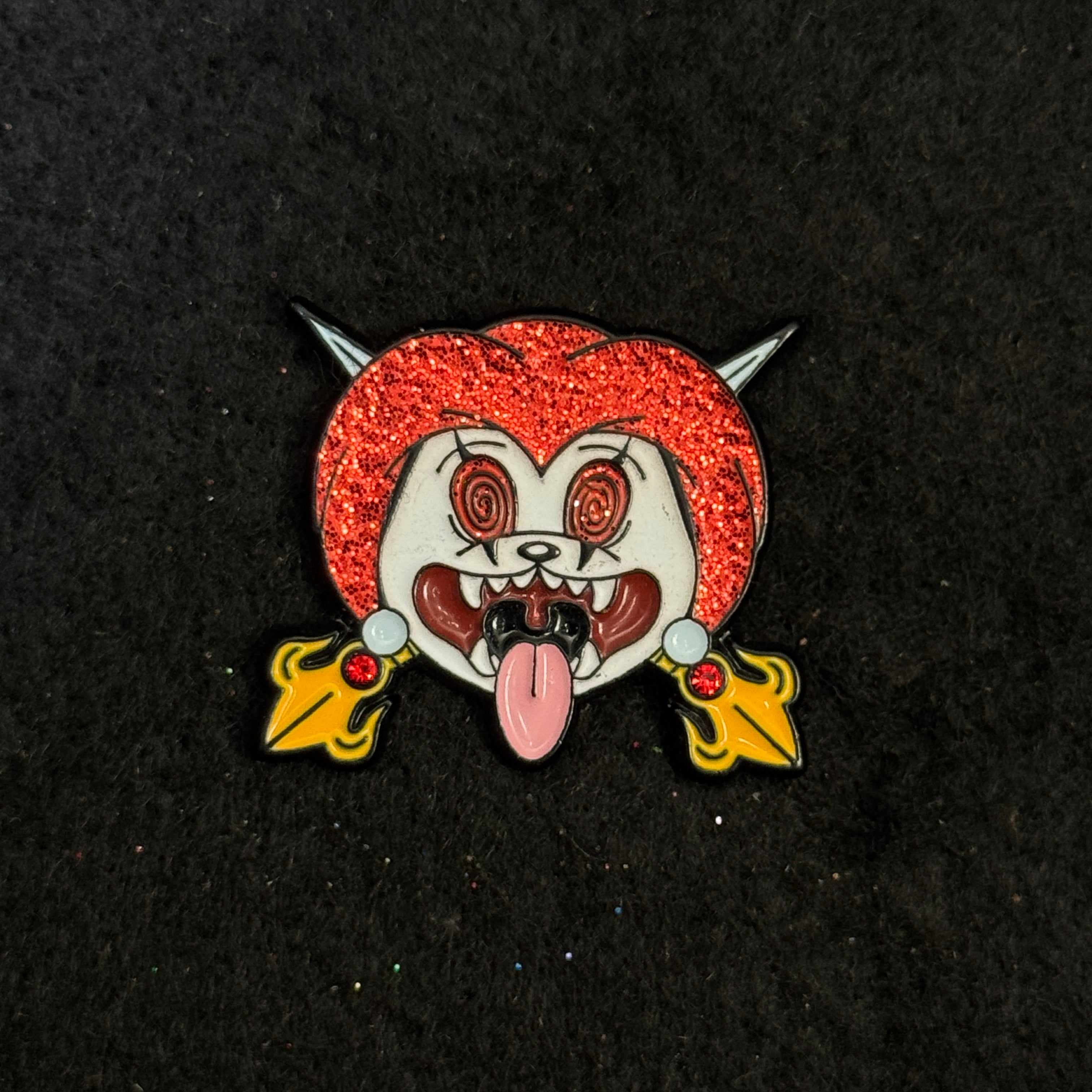 Red Helmet Cat Graphic Pin