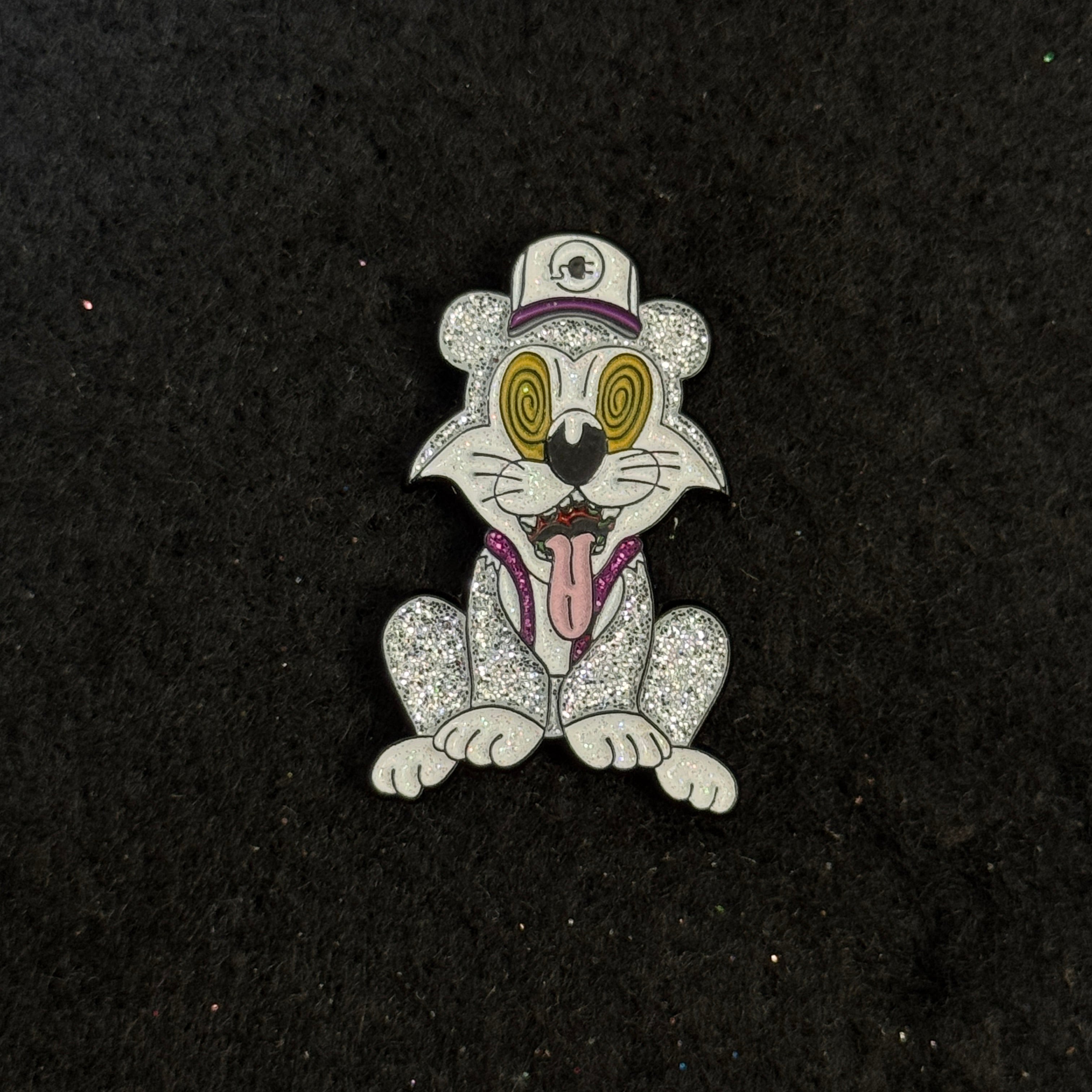 Psyco Cat Silver (White Cap) Graphic Pin