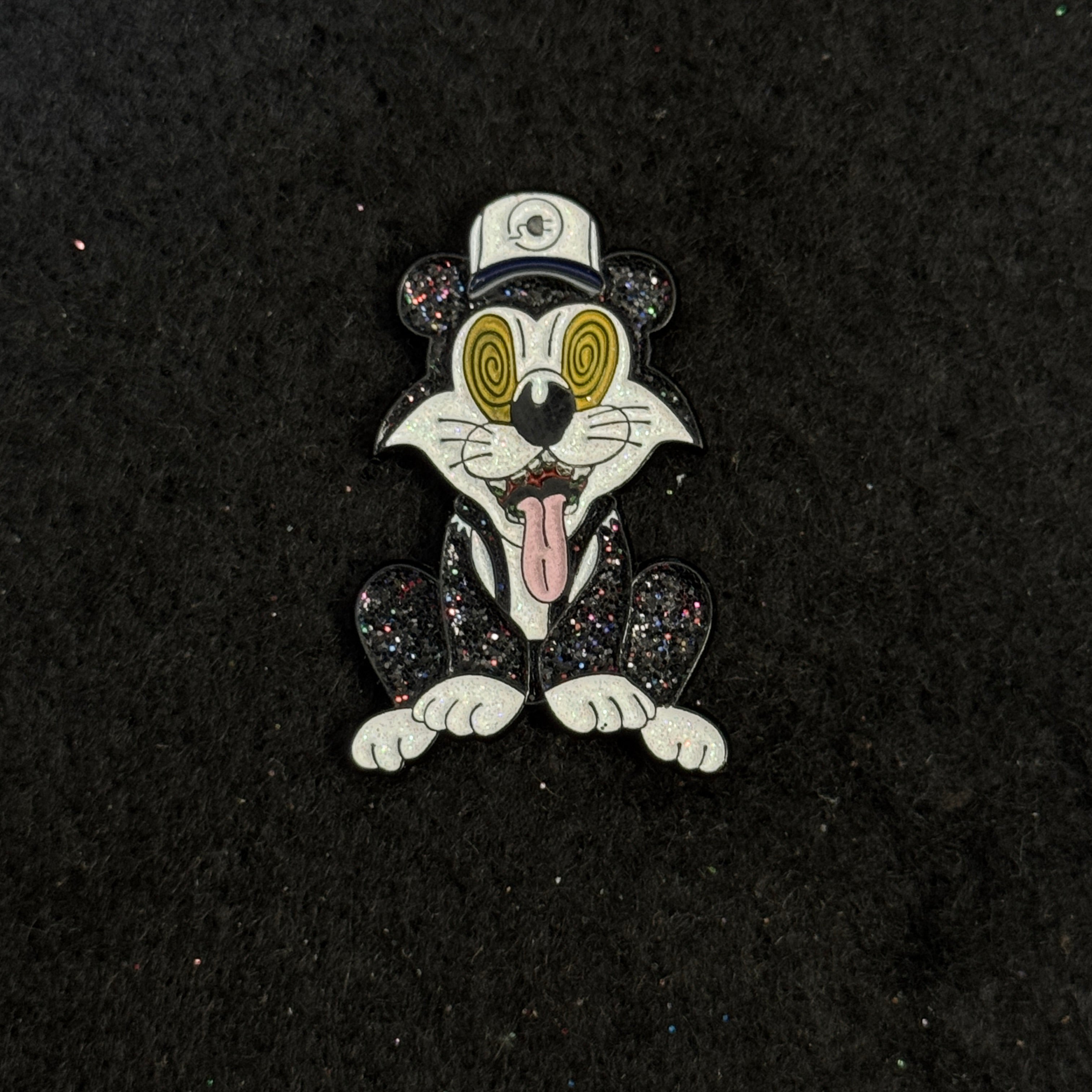 Psyco Cat Black (White Cap) Graphic Pin