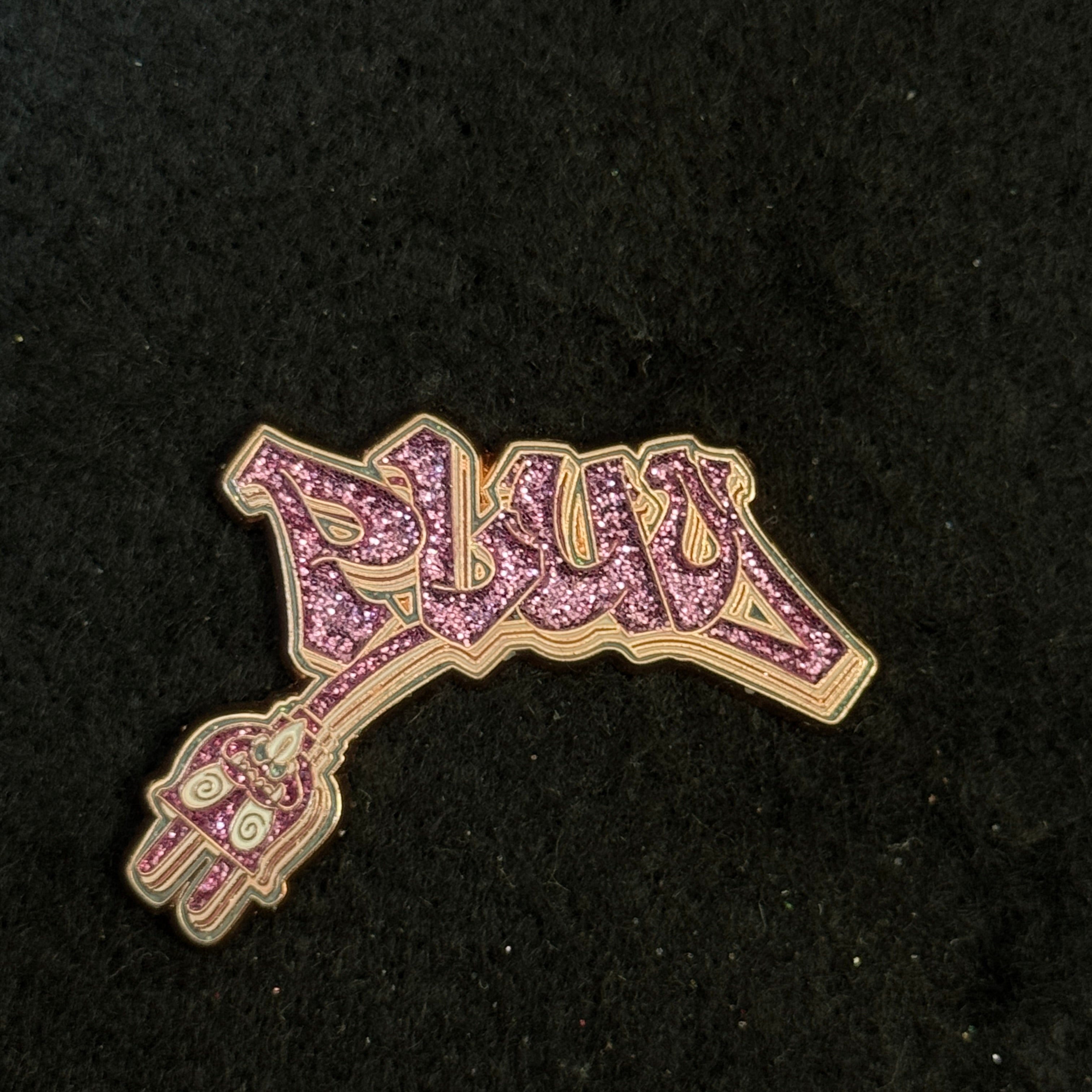 PLUG Purple Glitter Copper Plating Graphic Pin