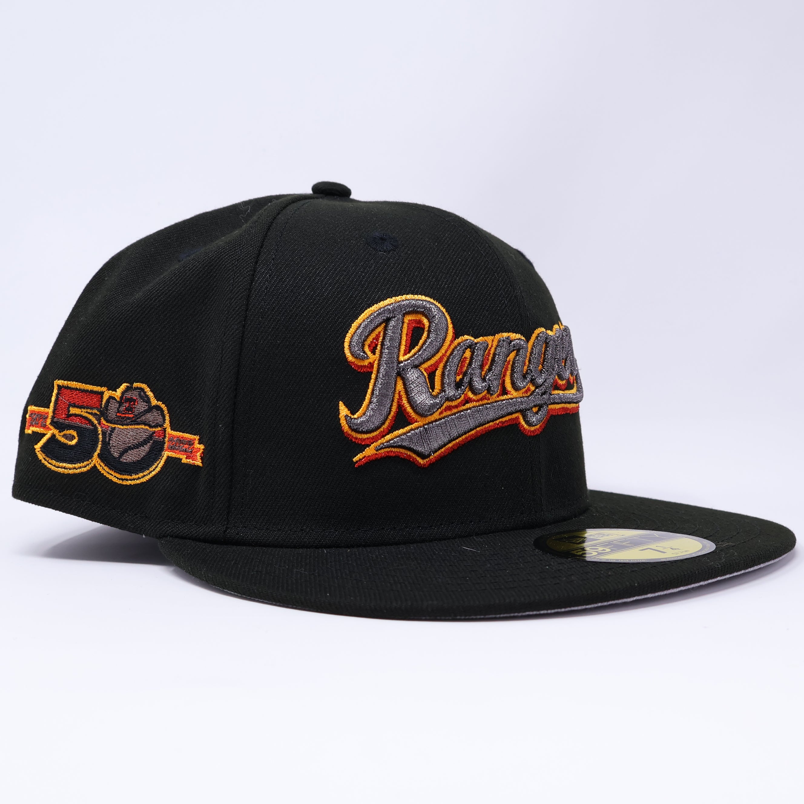 NWT 1/4 Black Dallas Texas Rangers 50th Anniversary 59fifty New Era Fitted Hat Cap