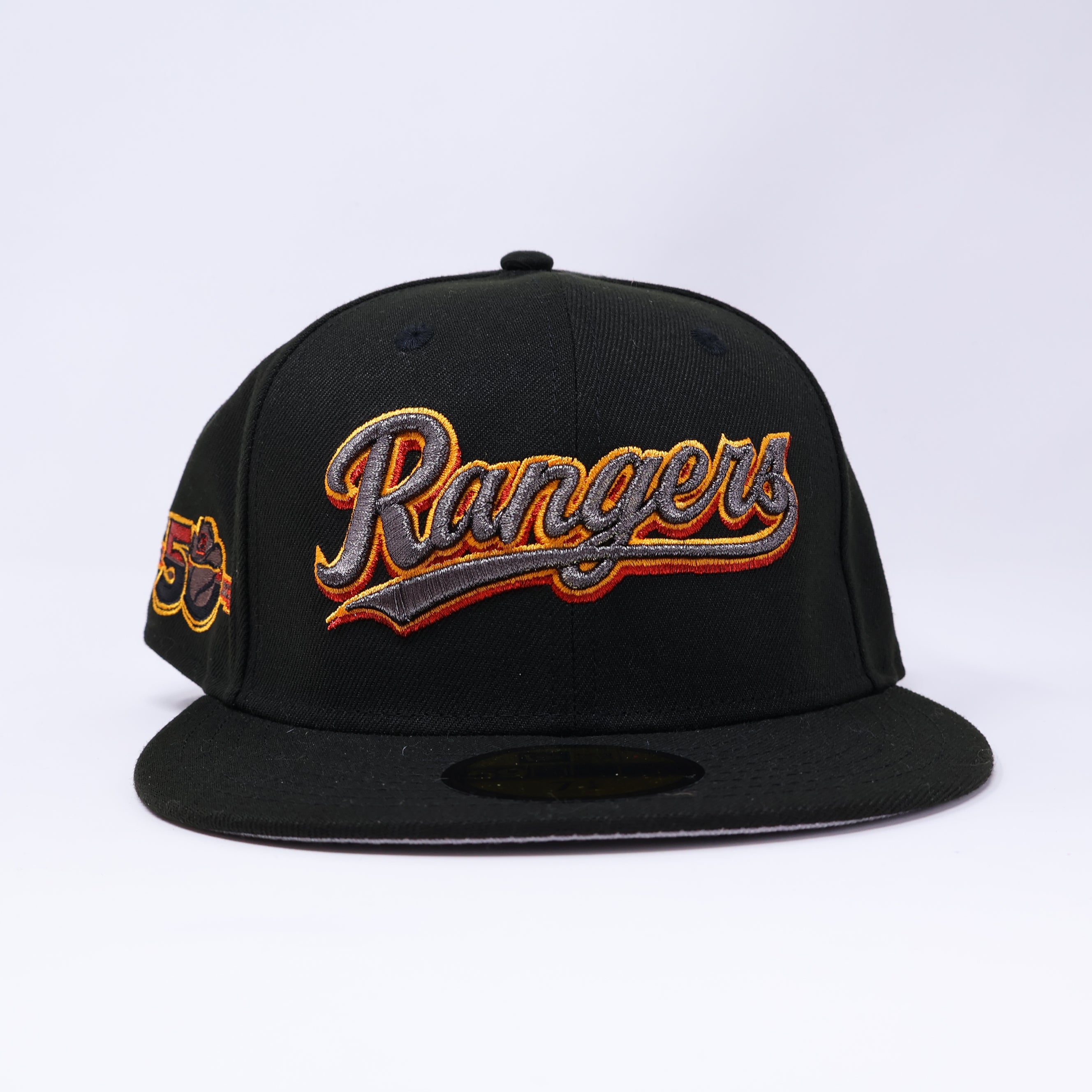 NWT 1/4 Black Dallas Texas Rangers 50th Anniversary 59fifty New Era Fitted Hat Cap