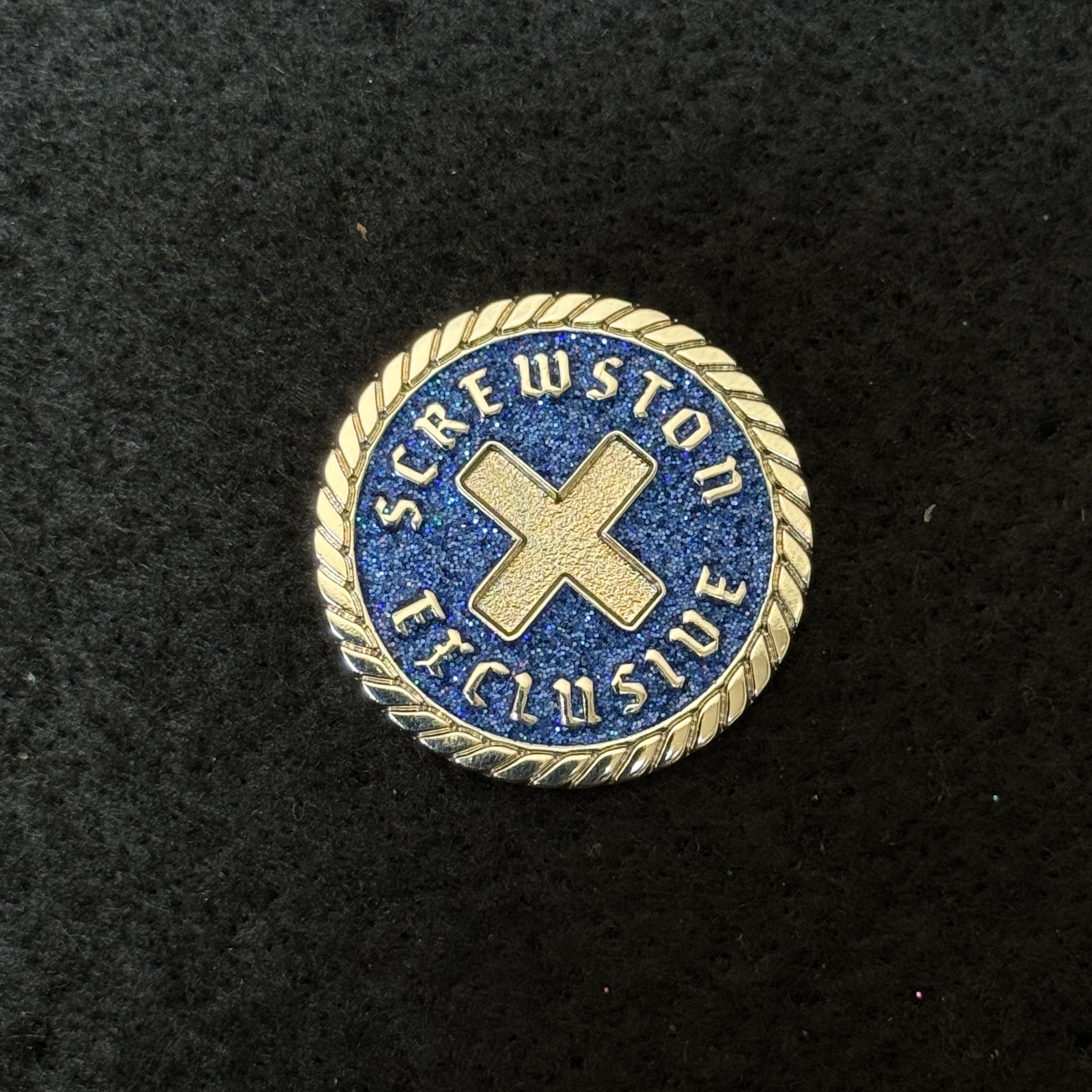 Supremo Silver/Blue Screwston Exclusive Coin Pin