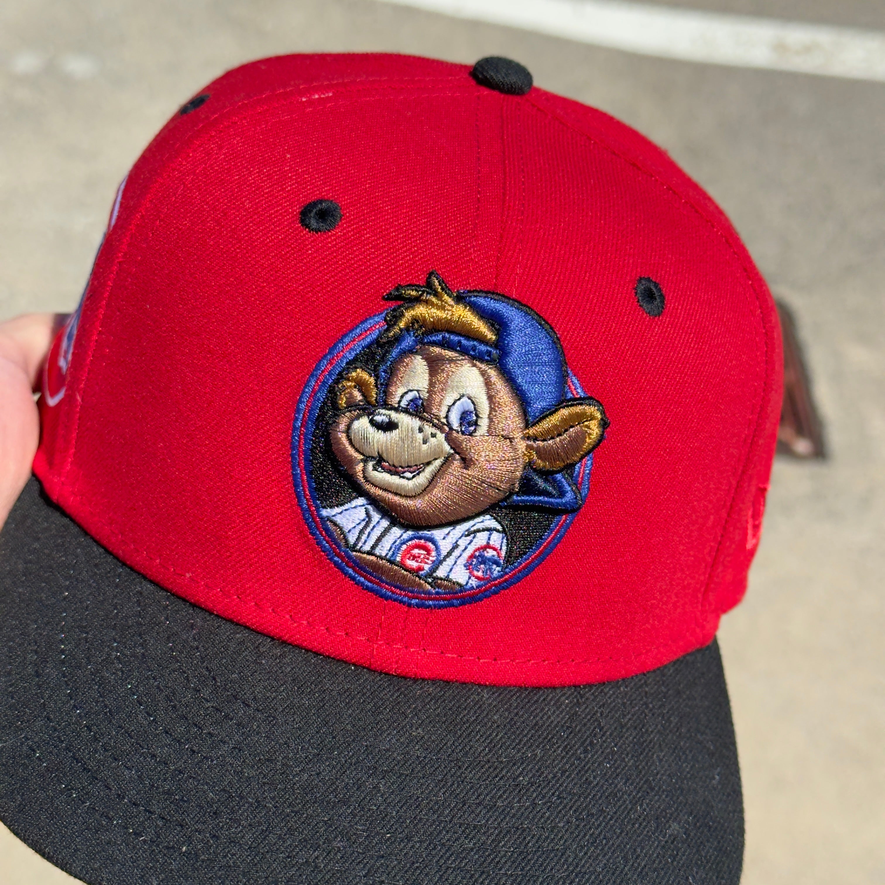 7 3/8 USED Red Chicago Cubs Clark Mascot Capsule 59fifty New Era Fitted Hat Cap
