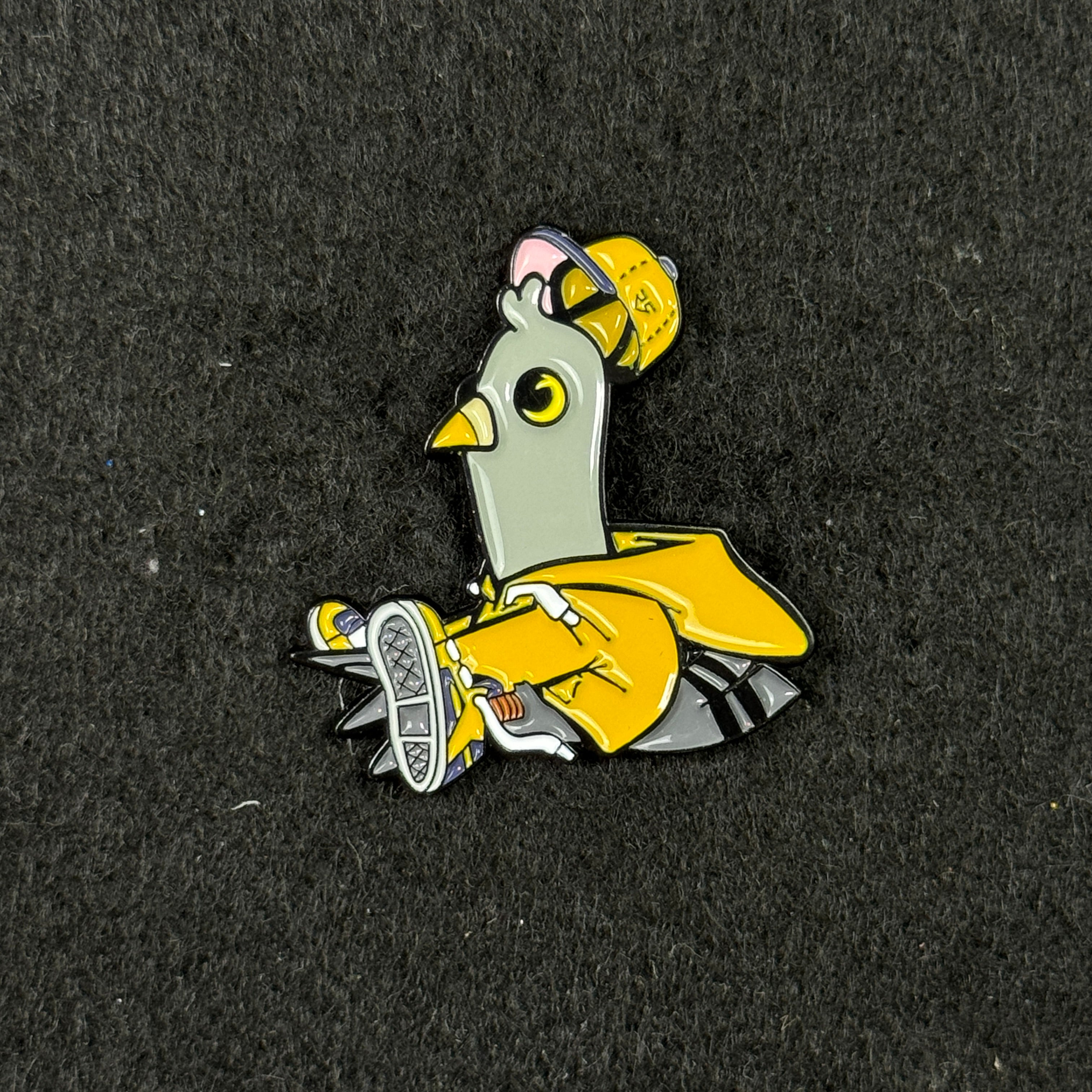 Yellow Resting Pigeon Graphic Pin