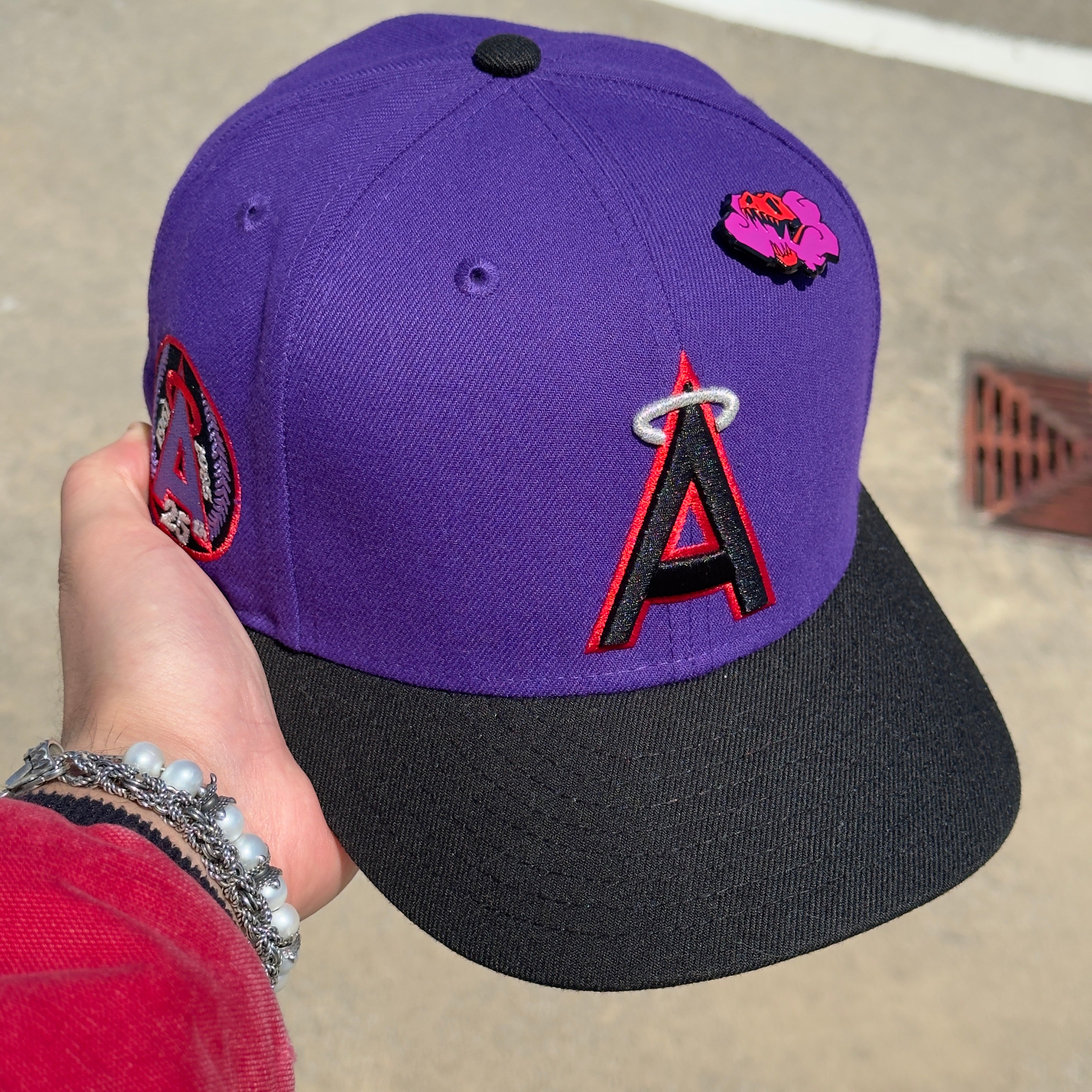 7 3/8 USED Purple Anaheim Angels 25th Anniversary 59fifty New Era Fitted Hat Cap