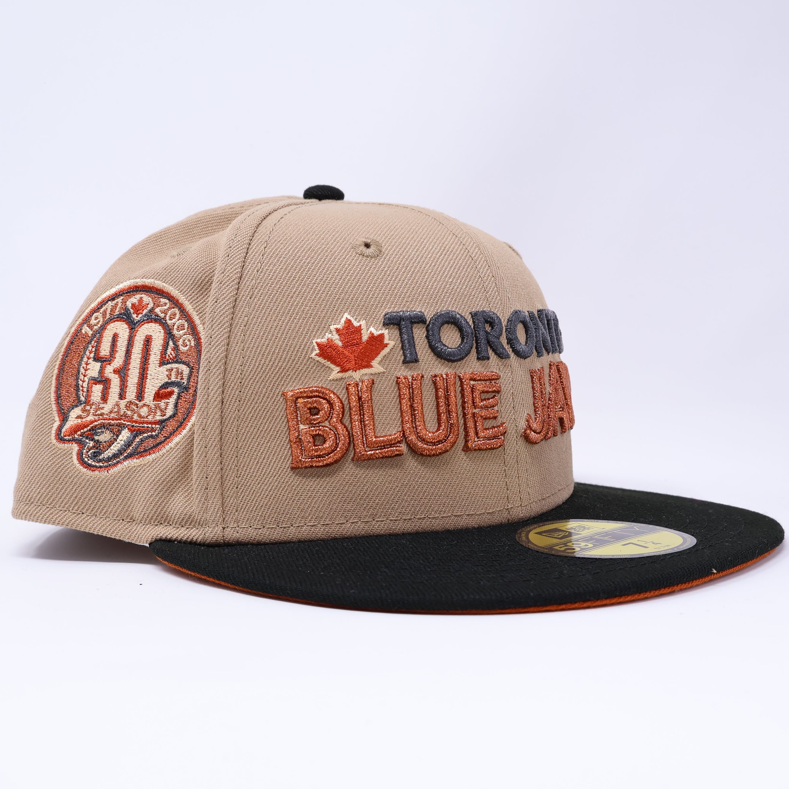 NWT 1/4 Khaki Toronto Blue Jays 30th Season 59fifty New Era Fitted Hat Cap