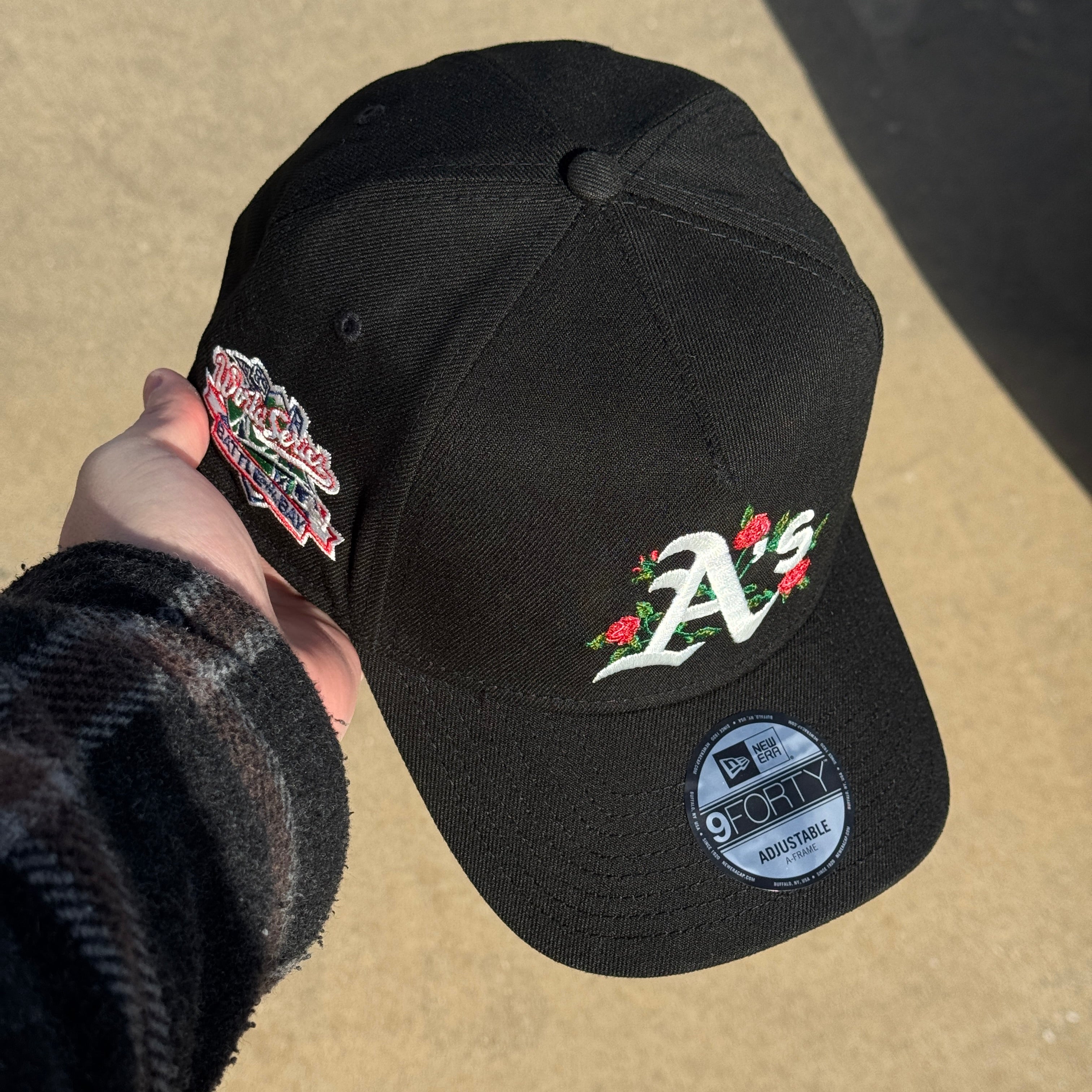 NWT Black Oakland Athletics 1989 World Series Flower 9Forty New Era Adjustable Snapback Hat