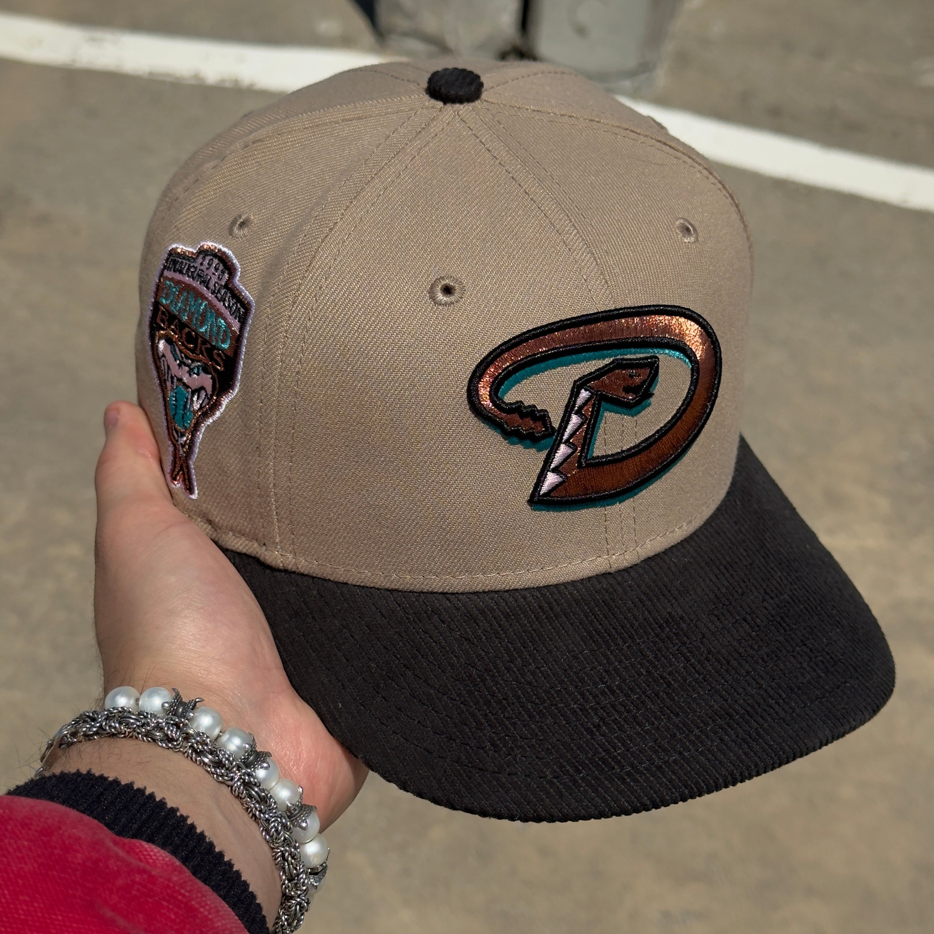 7 1/4 USED Khaki Arizona Diamondbacks 1998 Corduroy 59fifty New Era Fitted Hat Cap