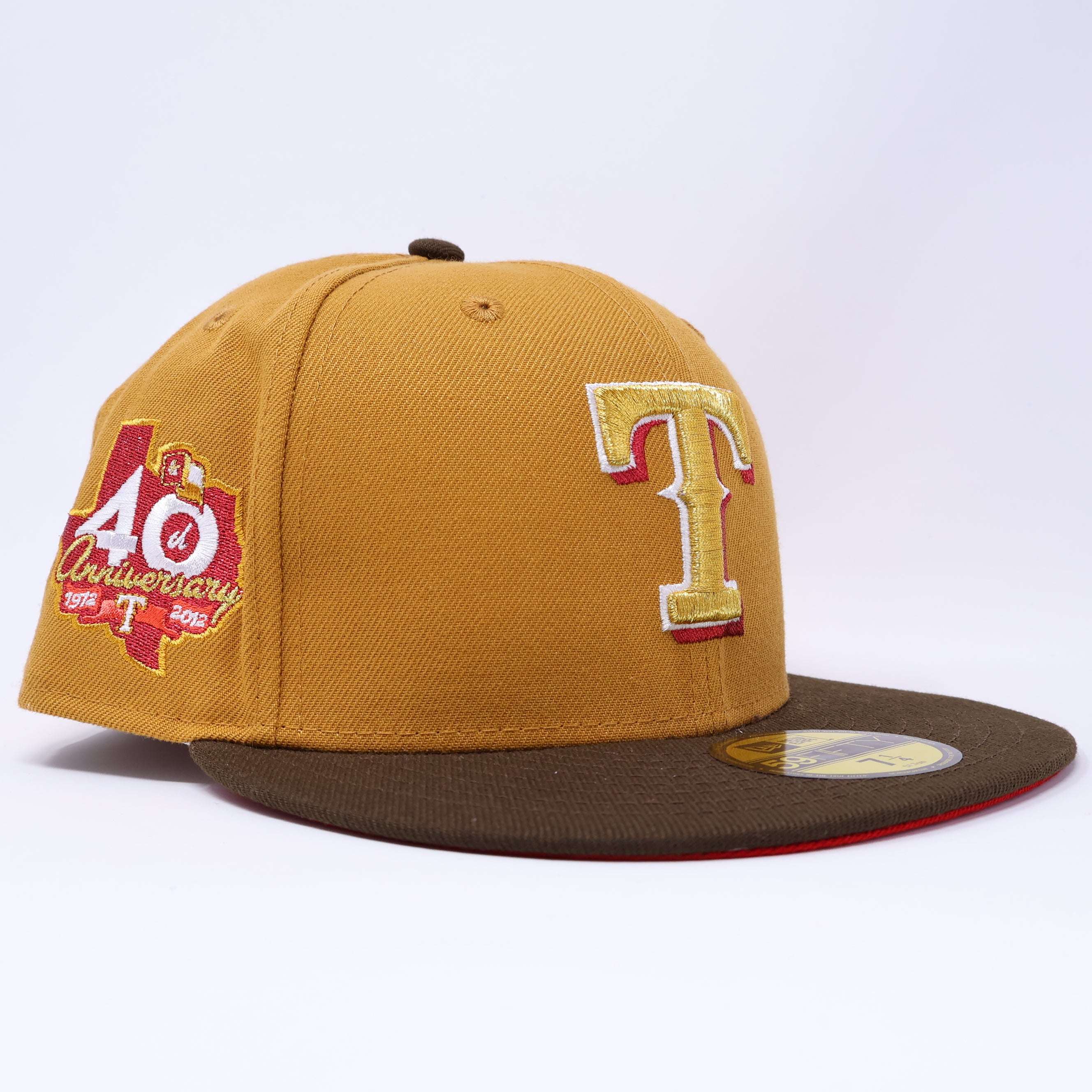 NWT 1/4 Brown Texas Rangers 40th Anniversary 59fifty New Era Fitted Cap Hat