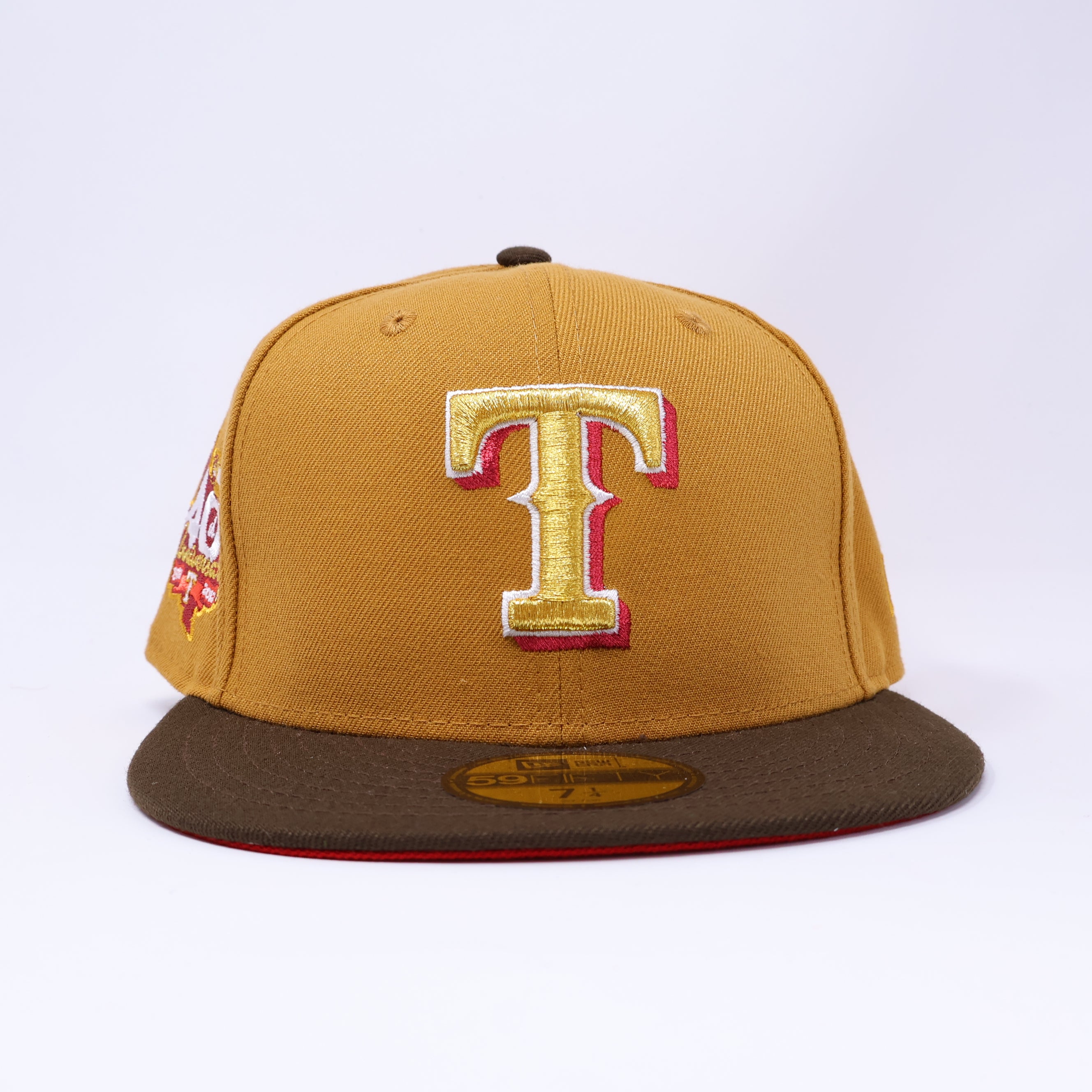 NWT 1/4 Brown Texas Rangers 40th Anniversary 59fifty New Era Fitted Cap Hat