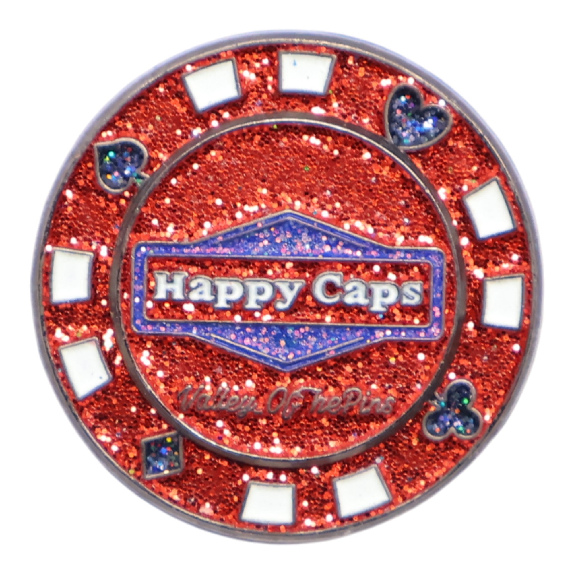 Red Happy Caps Poker Chip (Mechanical) Coin Pin