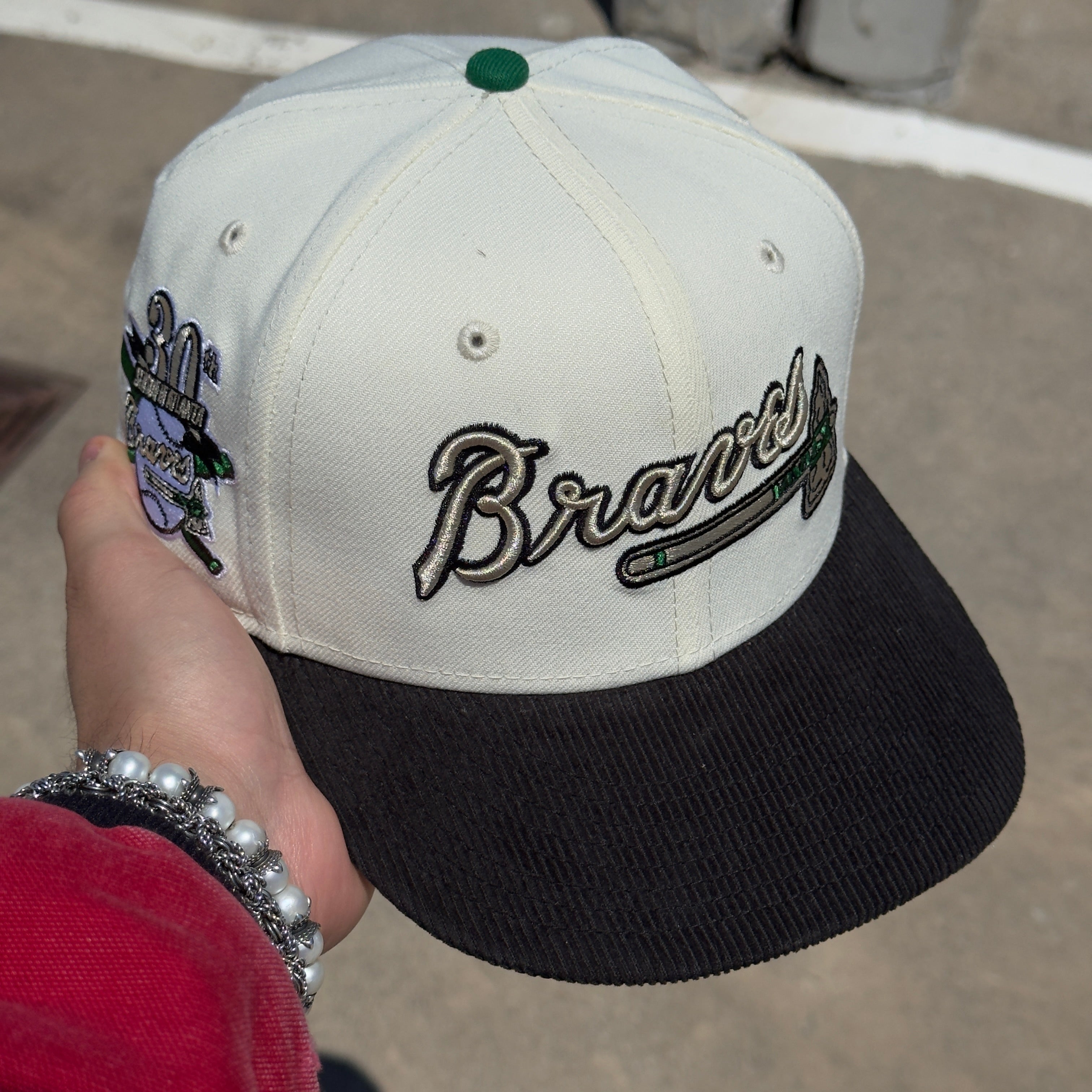 7 1/4 USED Atlanta Braves 30th Season Corduroy 59fifty New Era Fitted Hat Cap