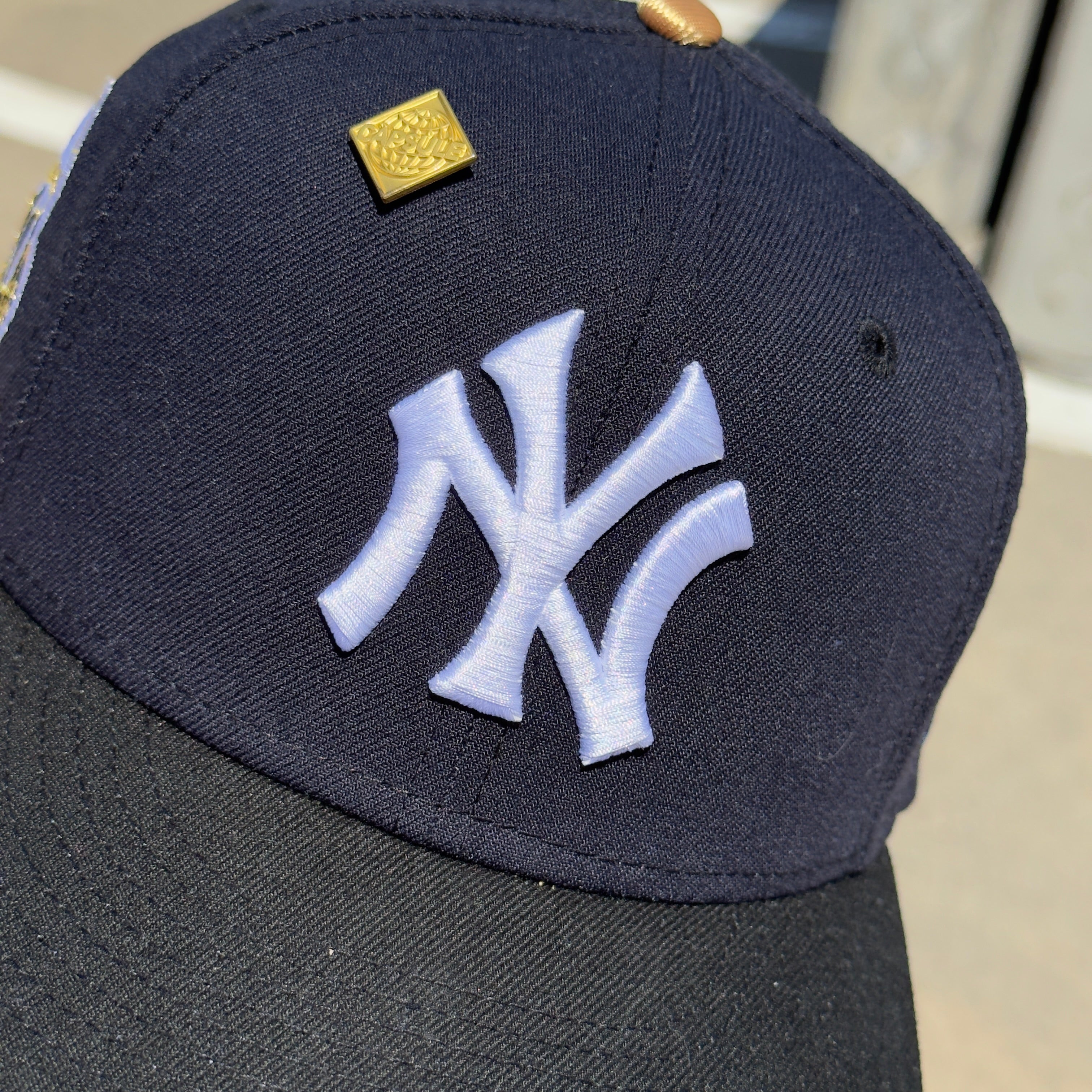 7 1/4 USED Navy New York Yankees Capsule World Series 59fifty New Era Fitted Hat Cap